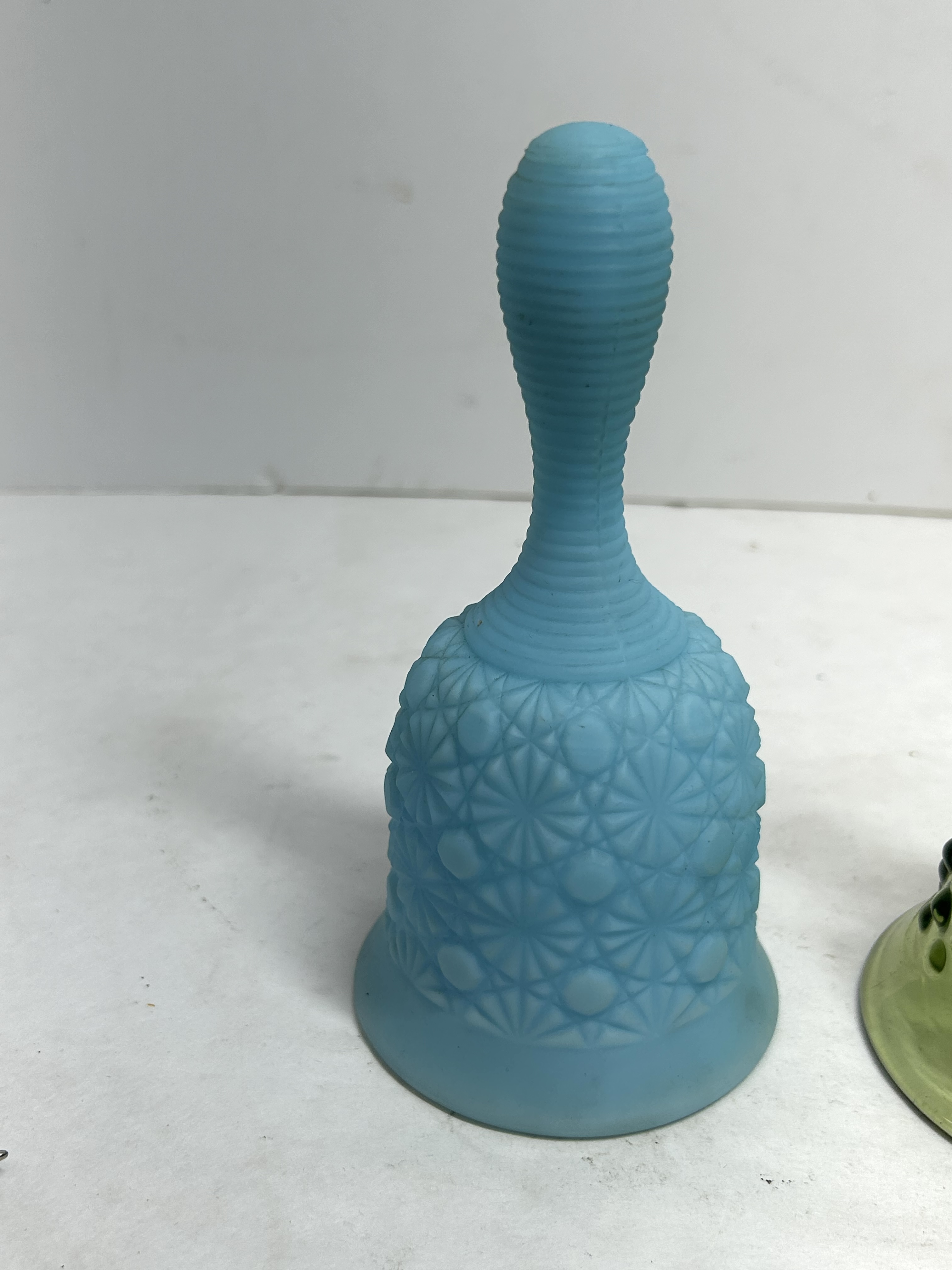 FENTON VINTAGE BLUE AND GREEN BELLS