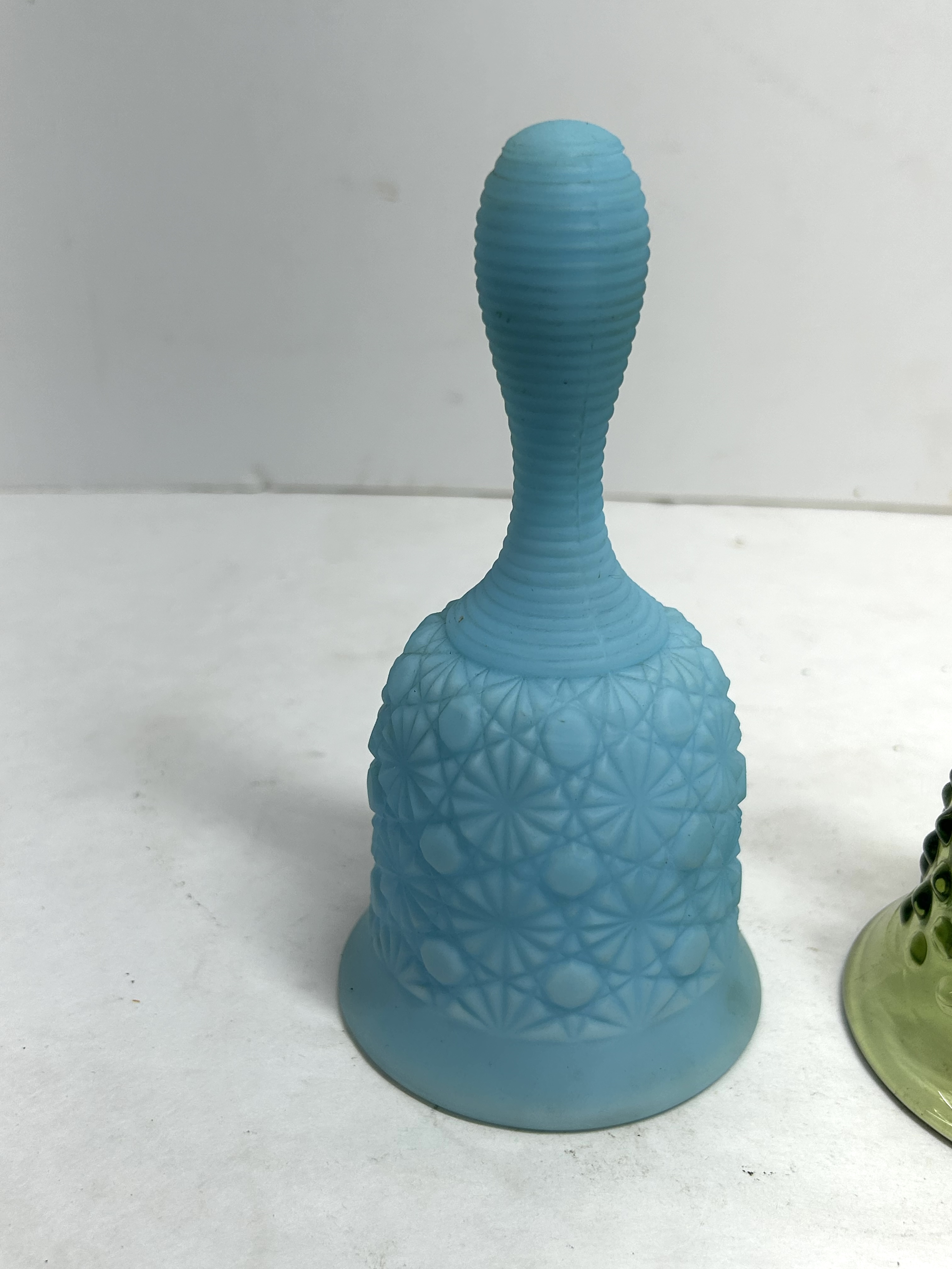 FENTON VINTAGE BLUE AND GREEN BELLS