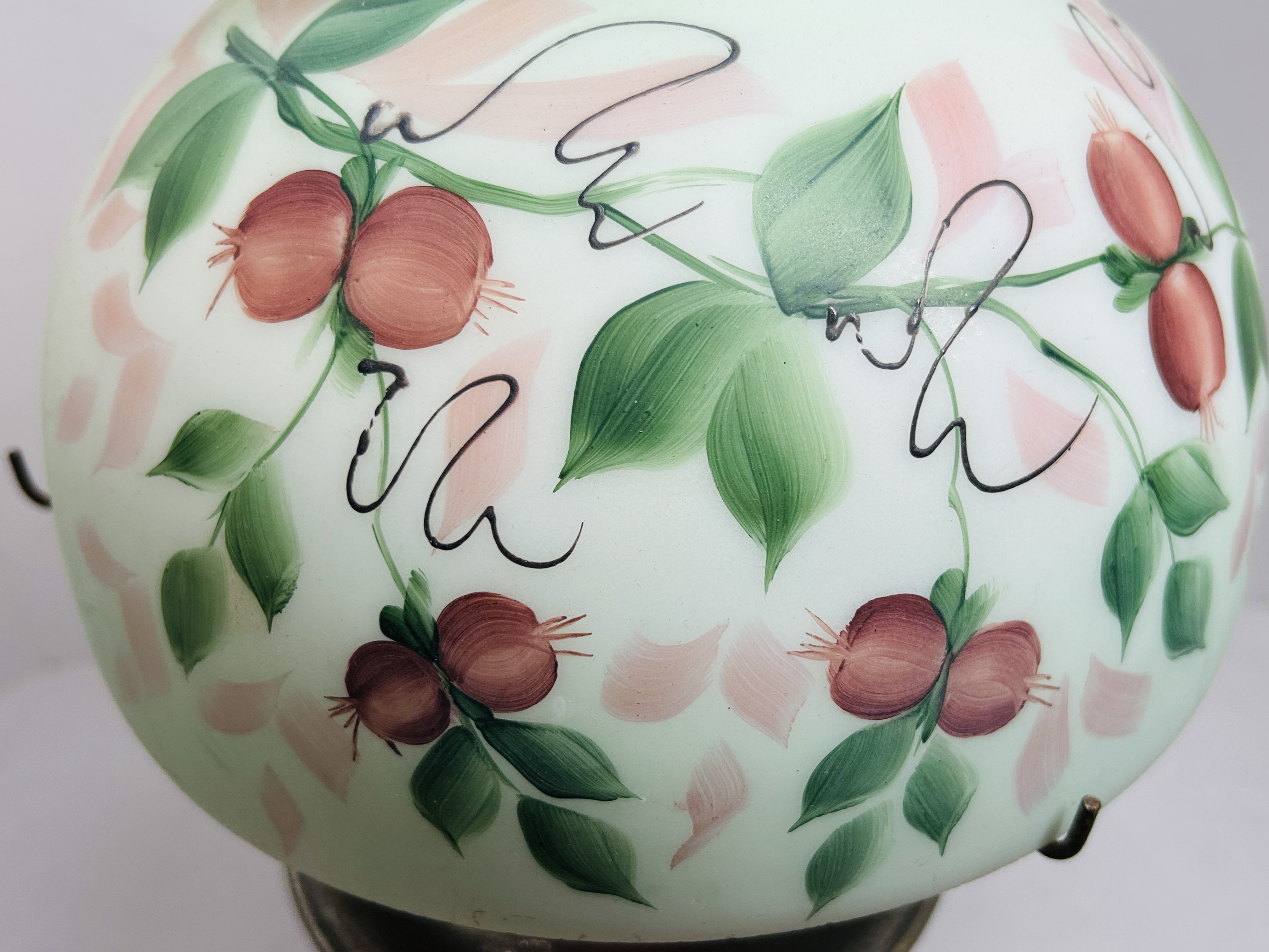 RAYO HAND-PAINTED NICKEL LAMP CIRCA 1900