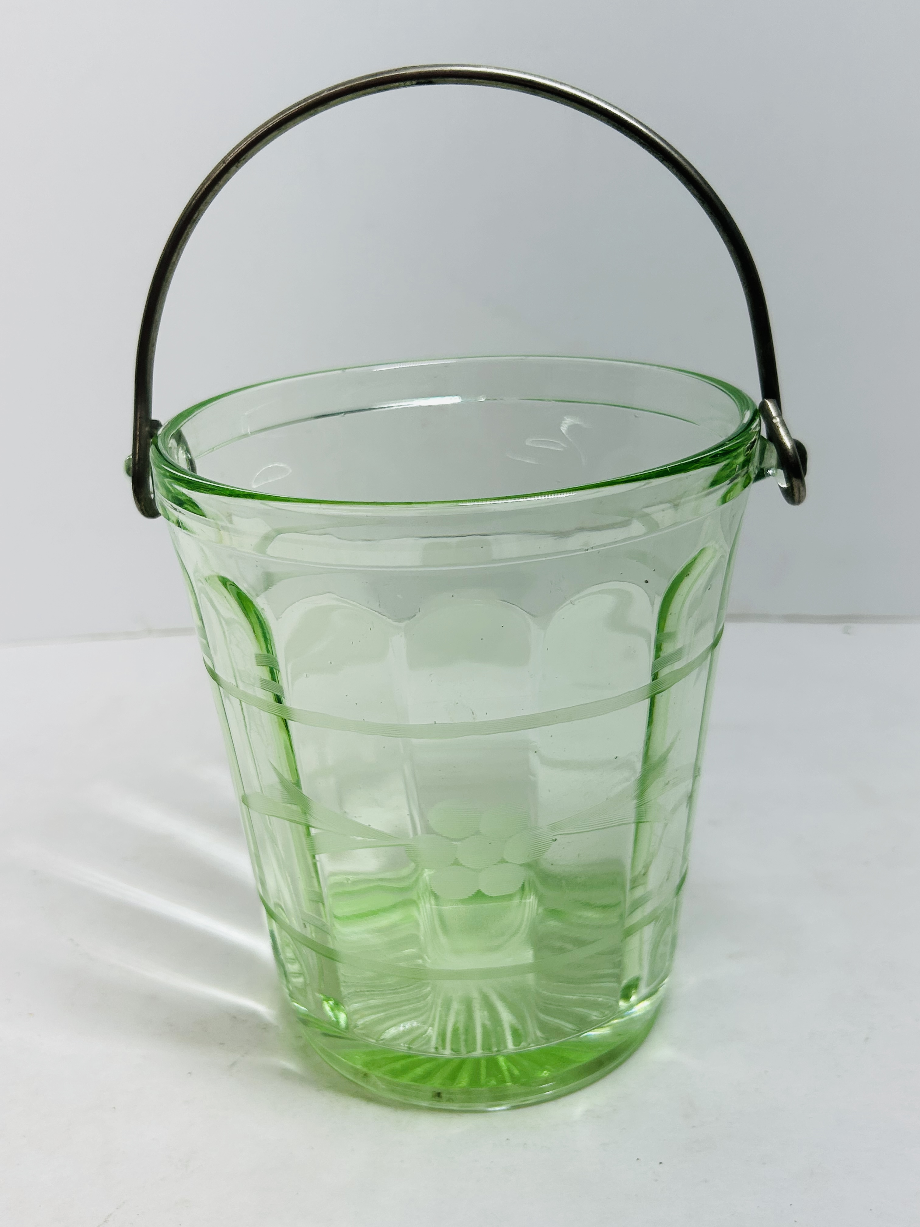 HOCKING URANIUM GLASS BUCKET, 1930S
