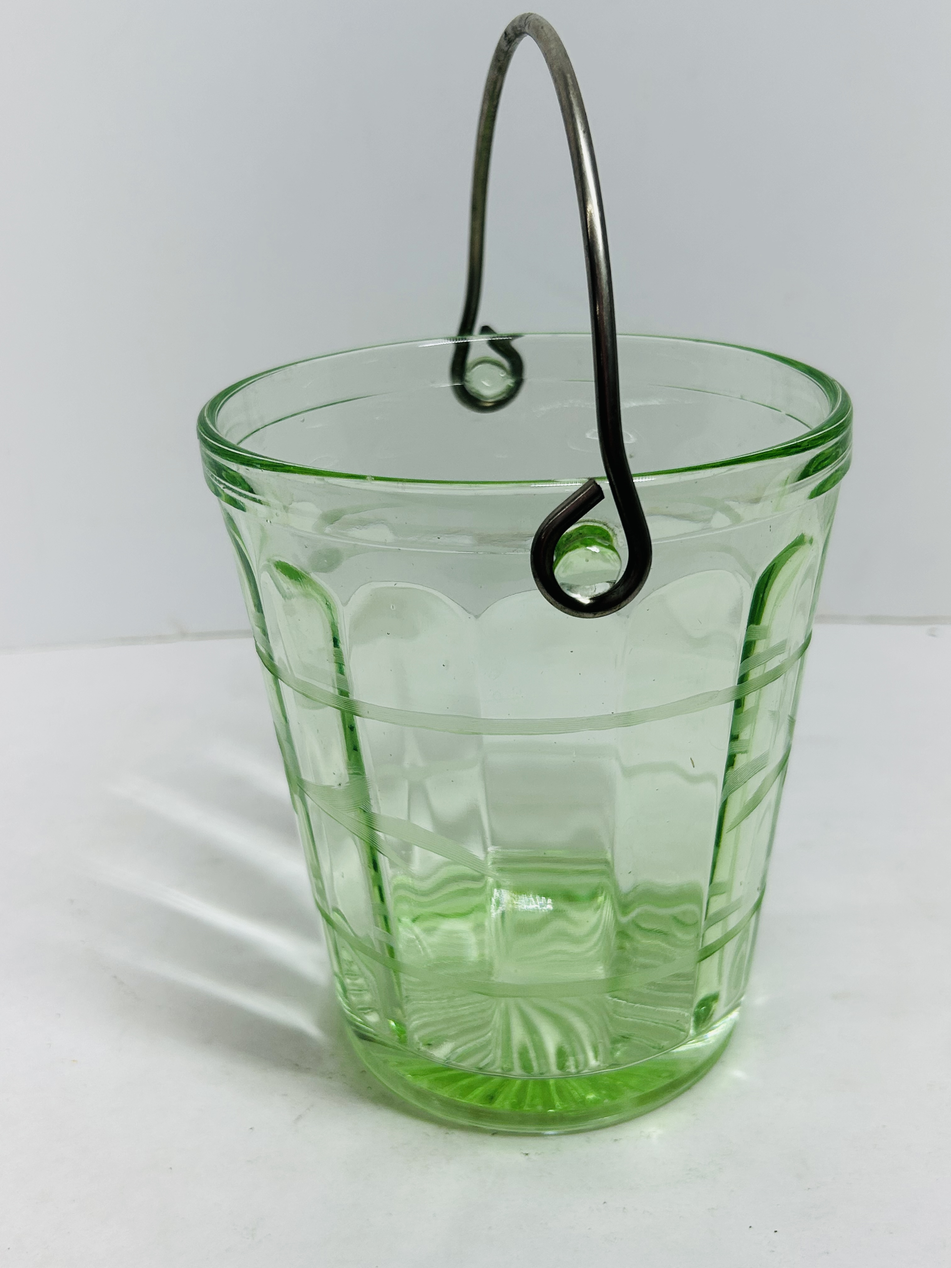 HOCKING URANIUM GLASS BUCKET, 1930S