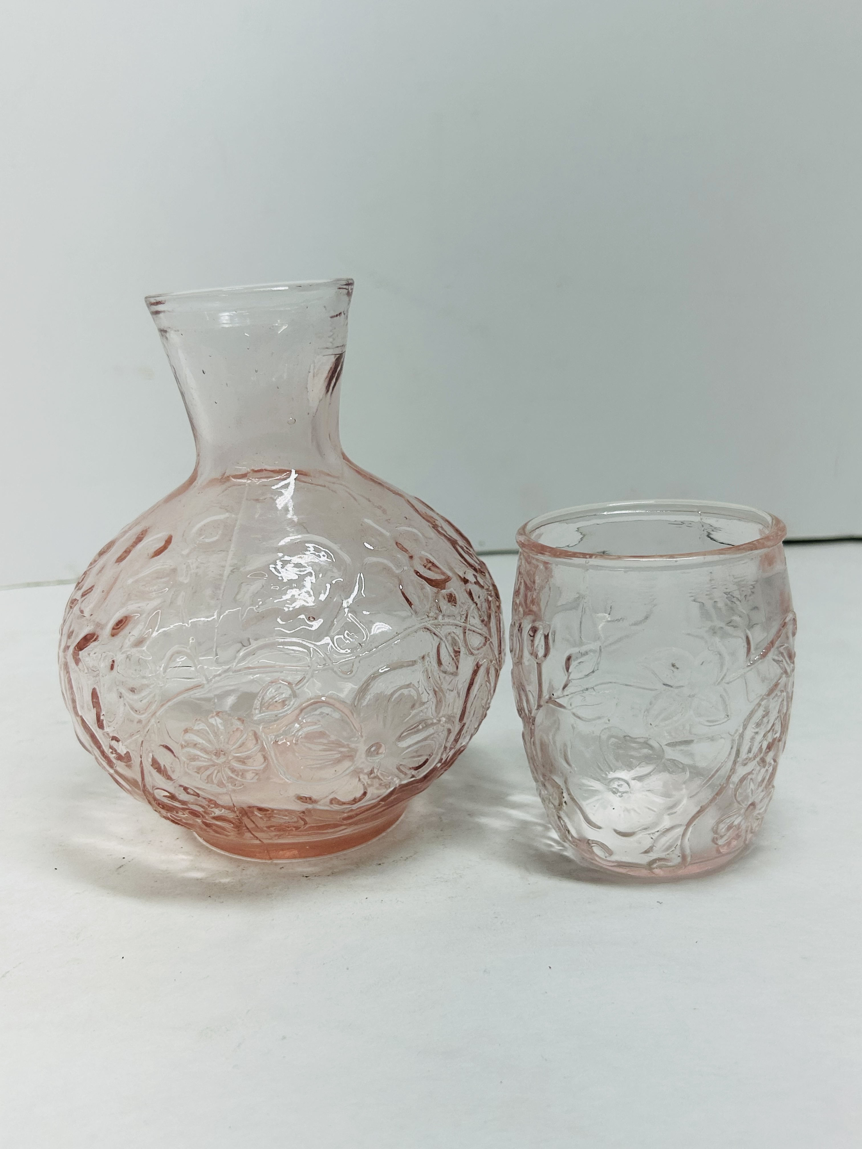 PINK DEPRESSION GLASS WATER SET, 1930S