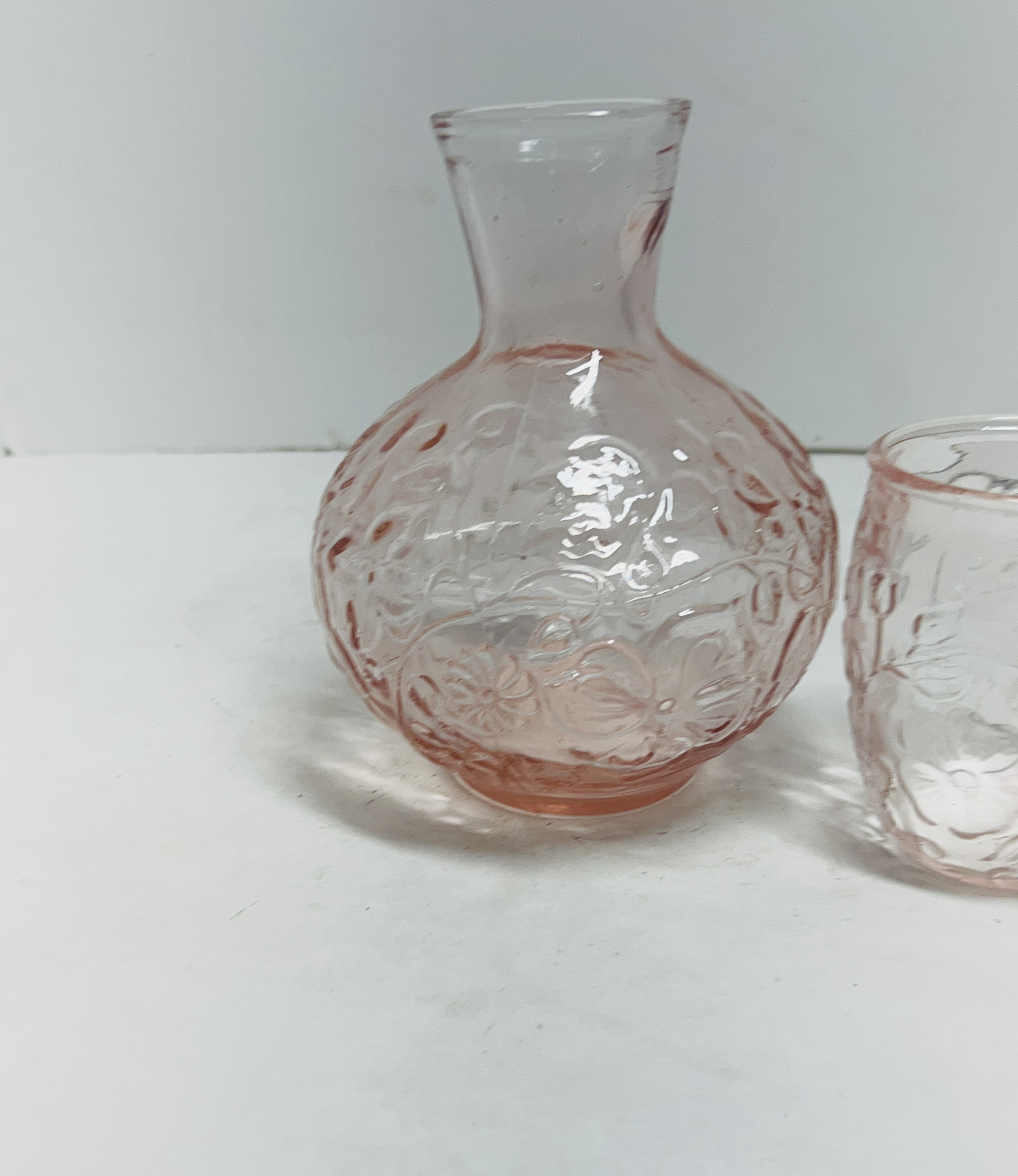 PINK DEPRESSION GLASS WATER SET, 1930S