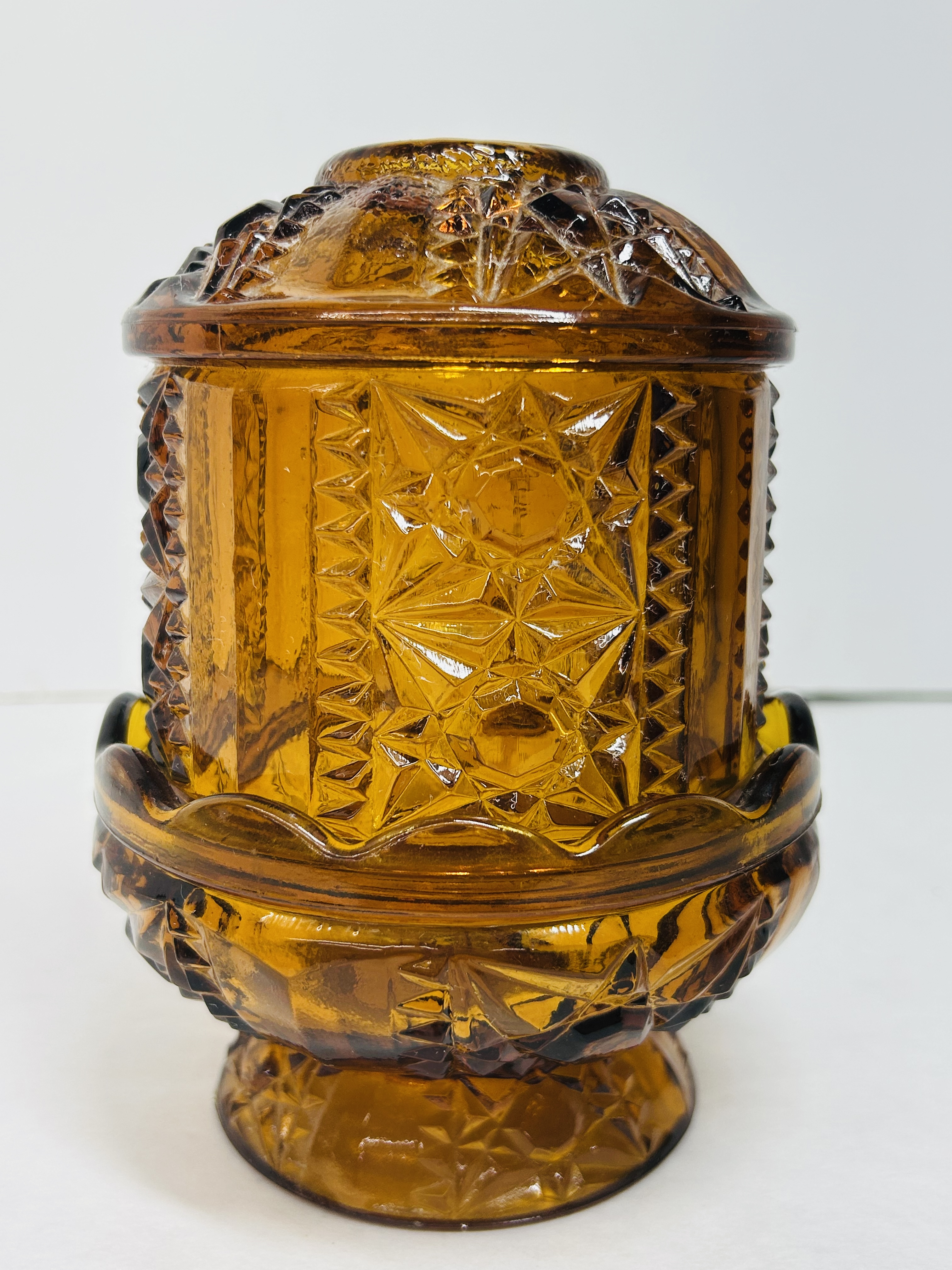 INDIANA AMBER FAIRY LAMP MID-CENTURY