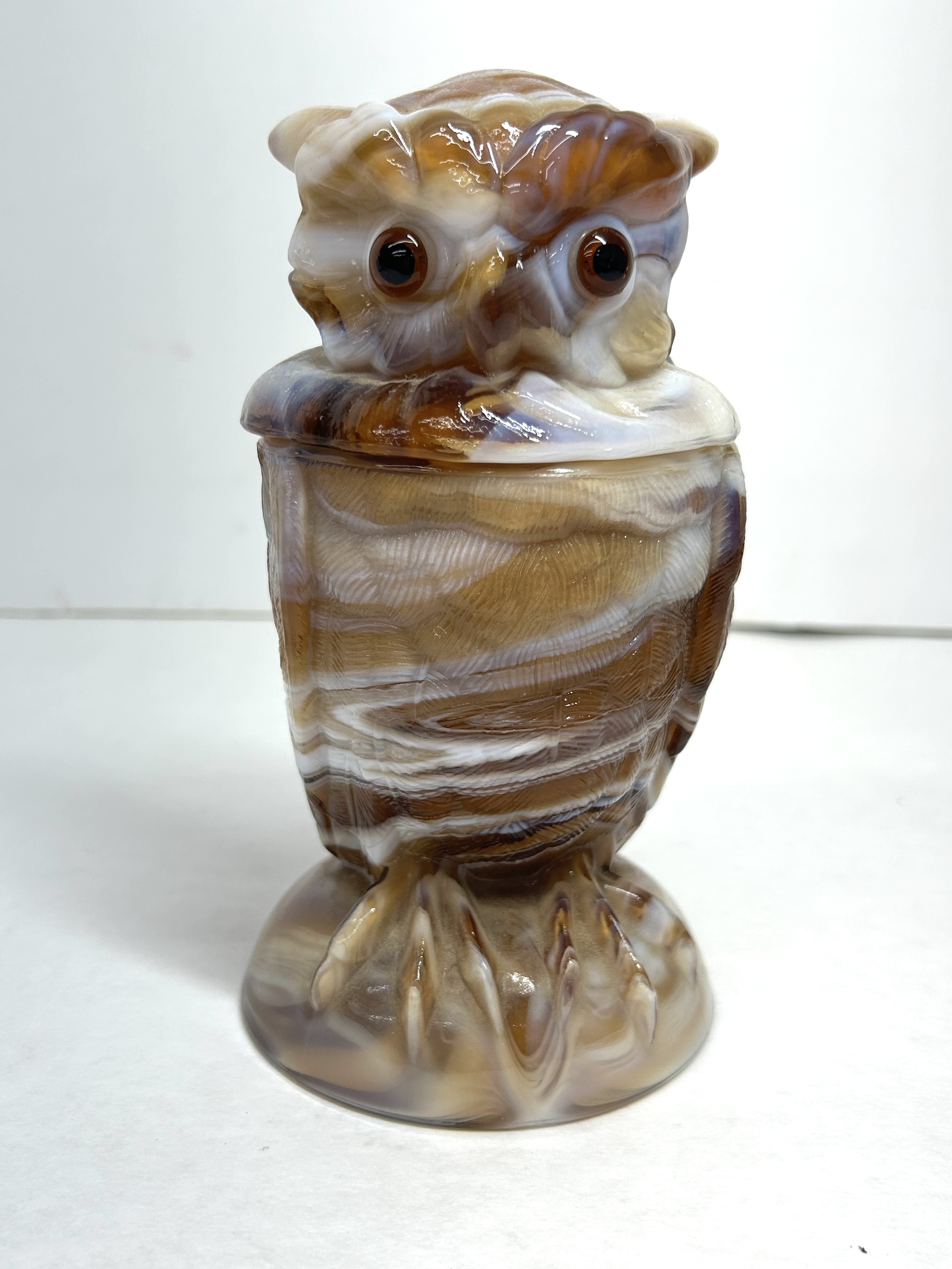 IMPERIAL CARAMEL SLAG OWL JAR