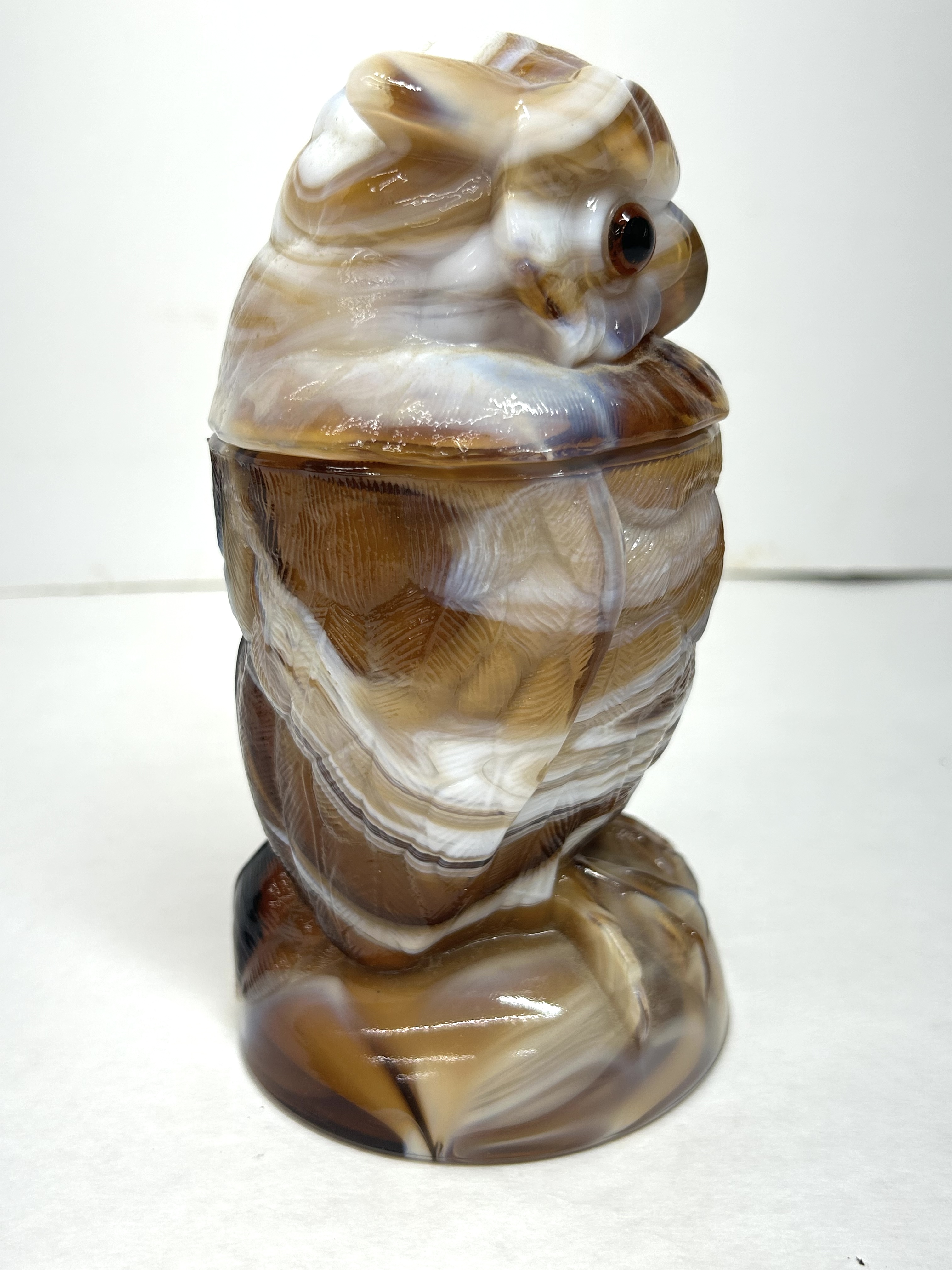 IMPERIAL CARAMEL SLAG OWL JAR