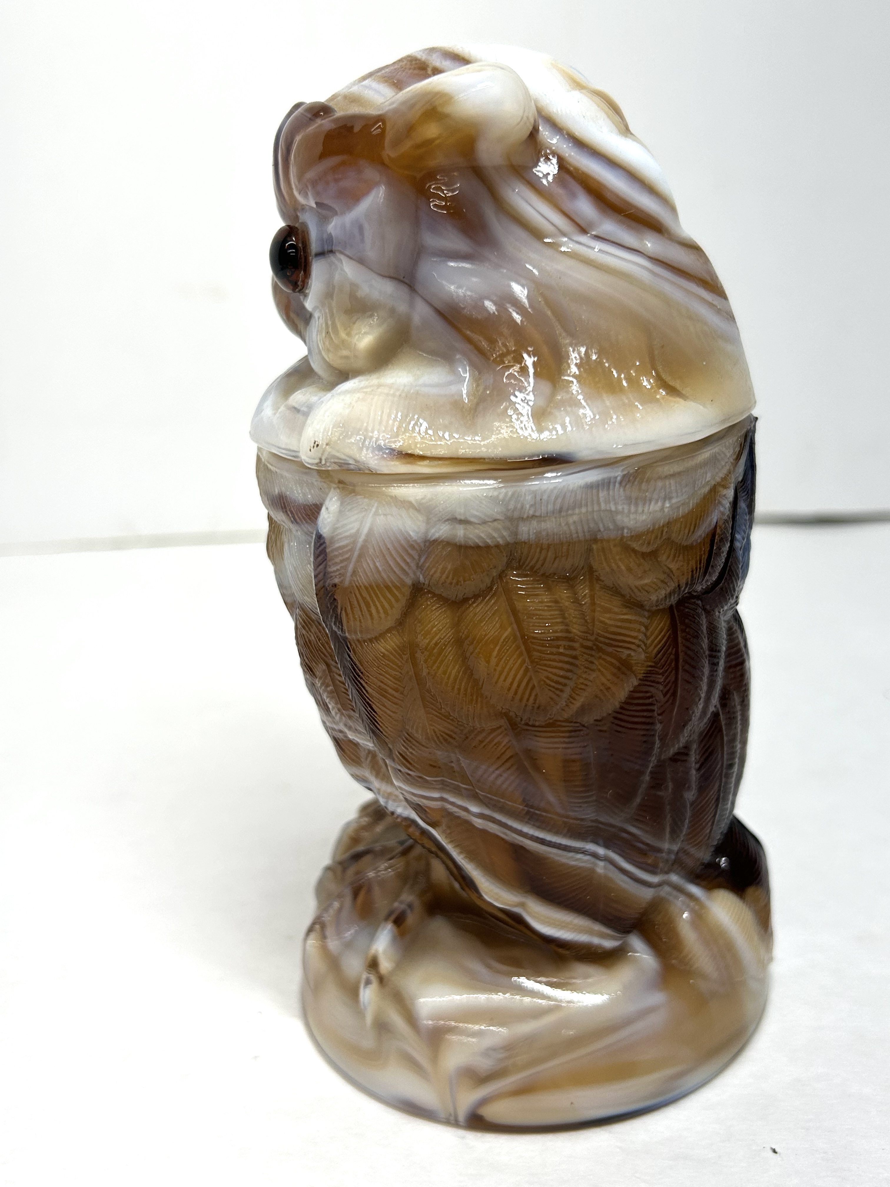 IMPERIAL CARAMEL SLAG OWL JAR