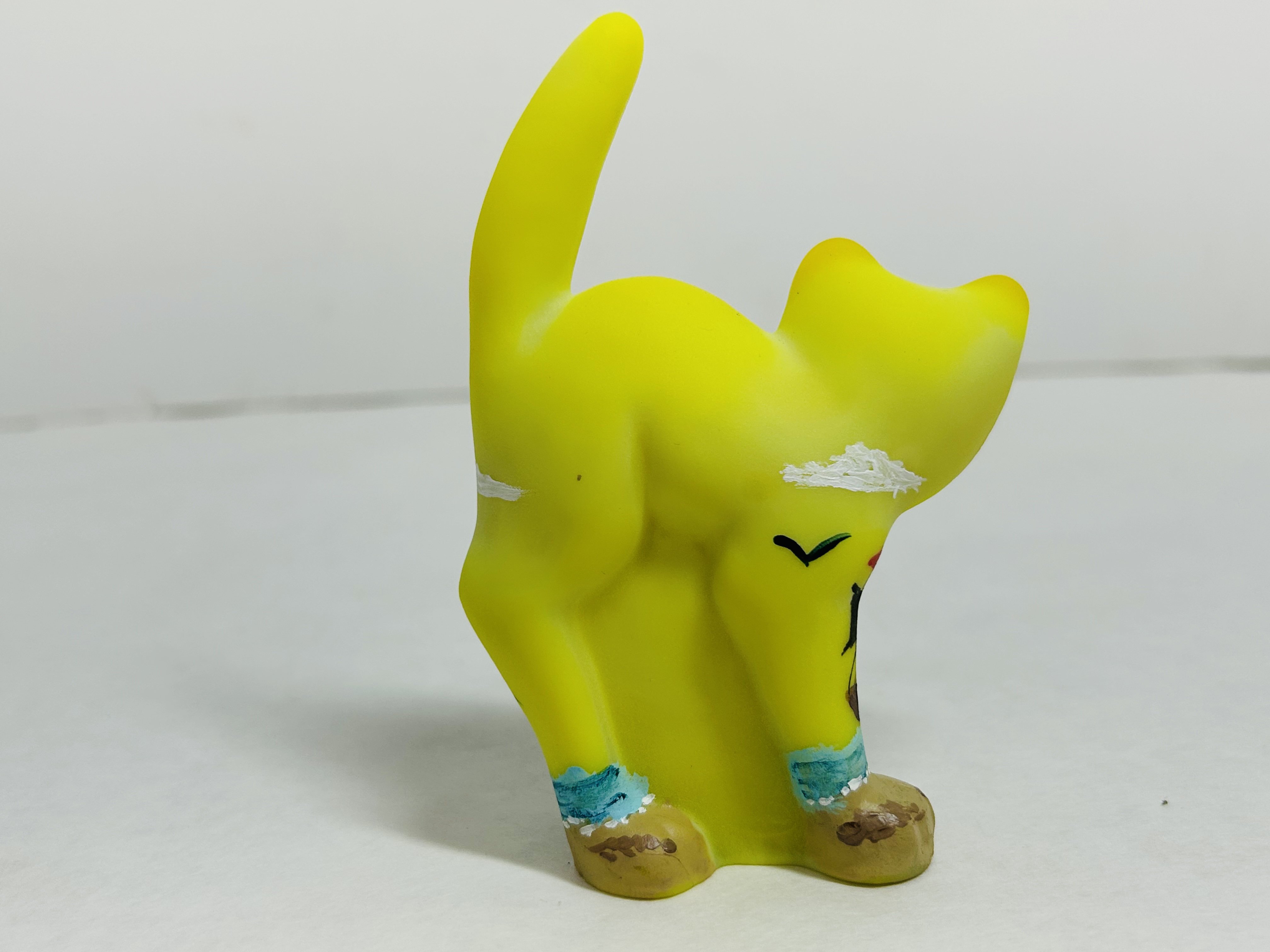 FENTON PAINTED SATIN GLASS CAT, 2000S