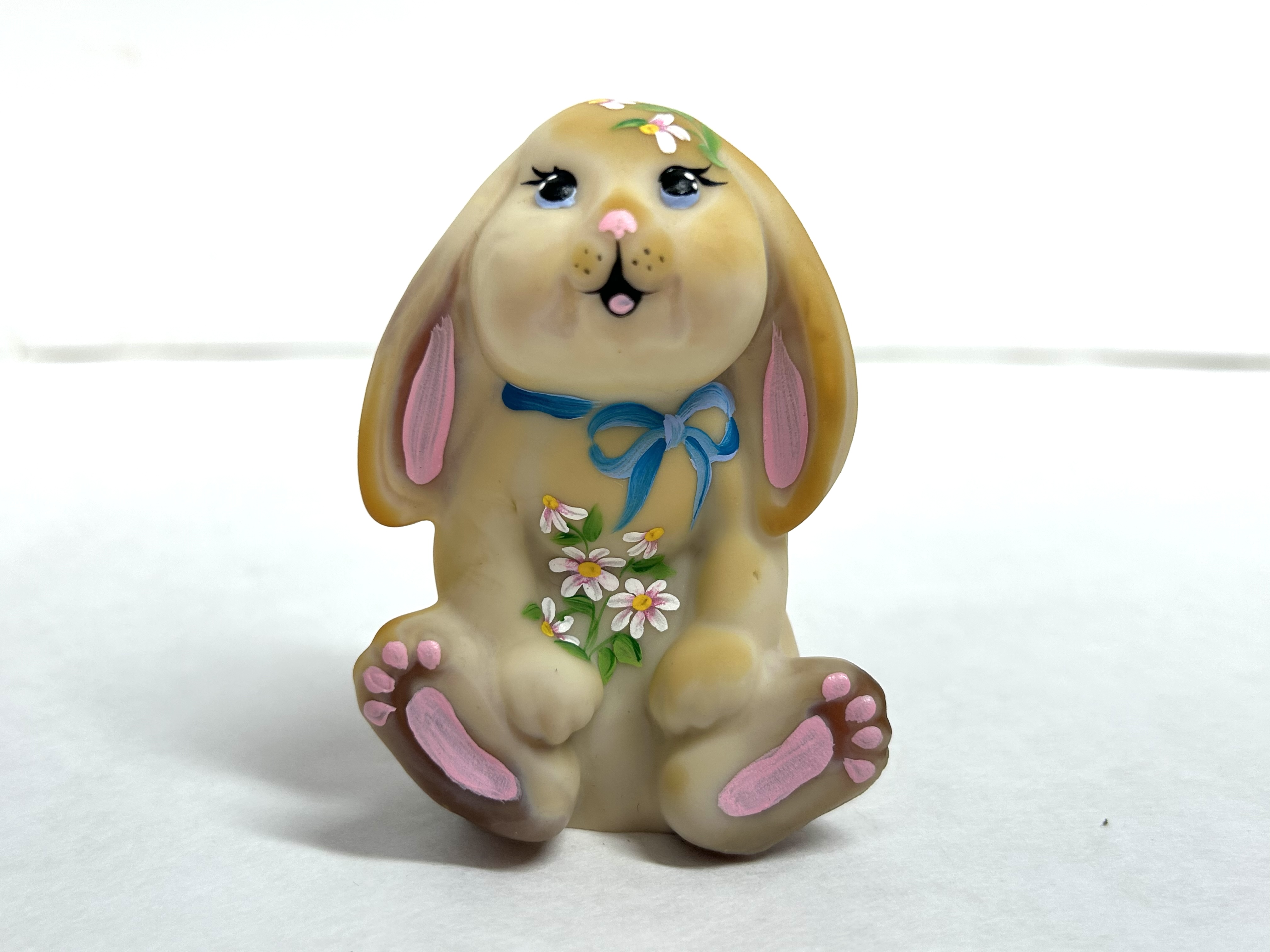 FENTON BURMESE SATIN BUNNY FIGURINE, 2008