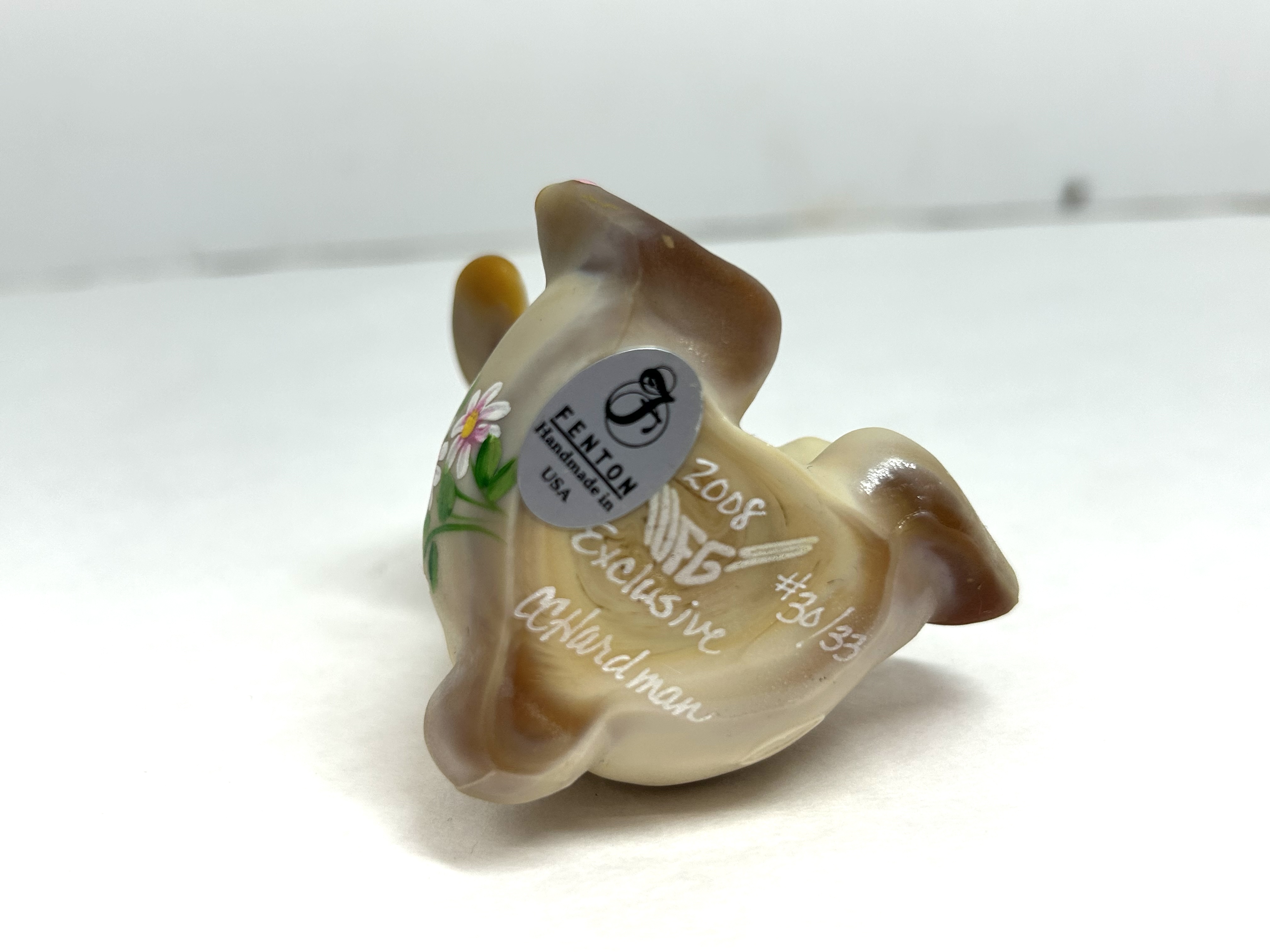 FENTON BURMESE SATIN BUNNY FIGURINE, 2008