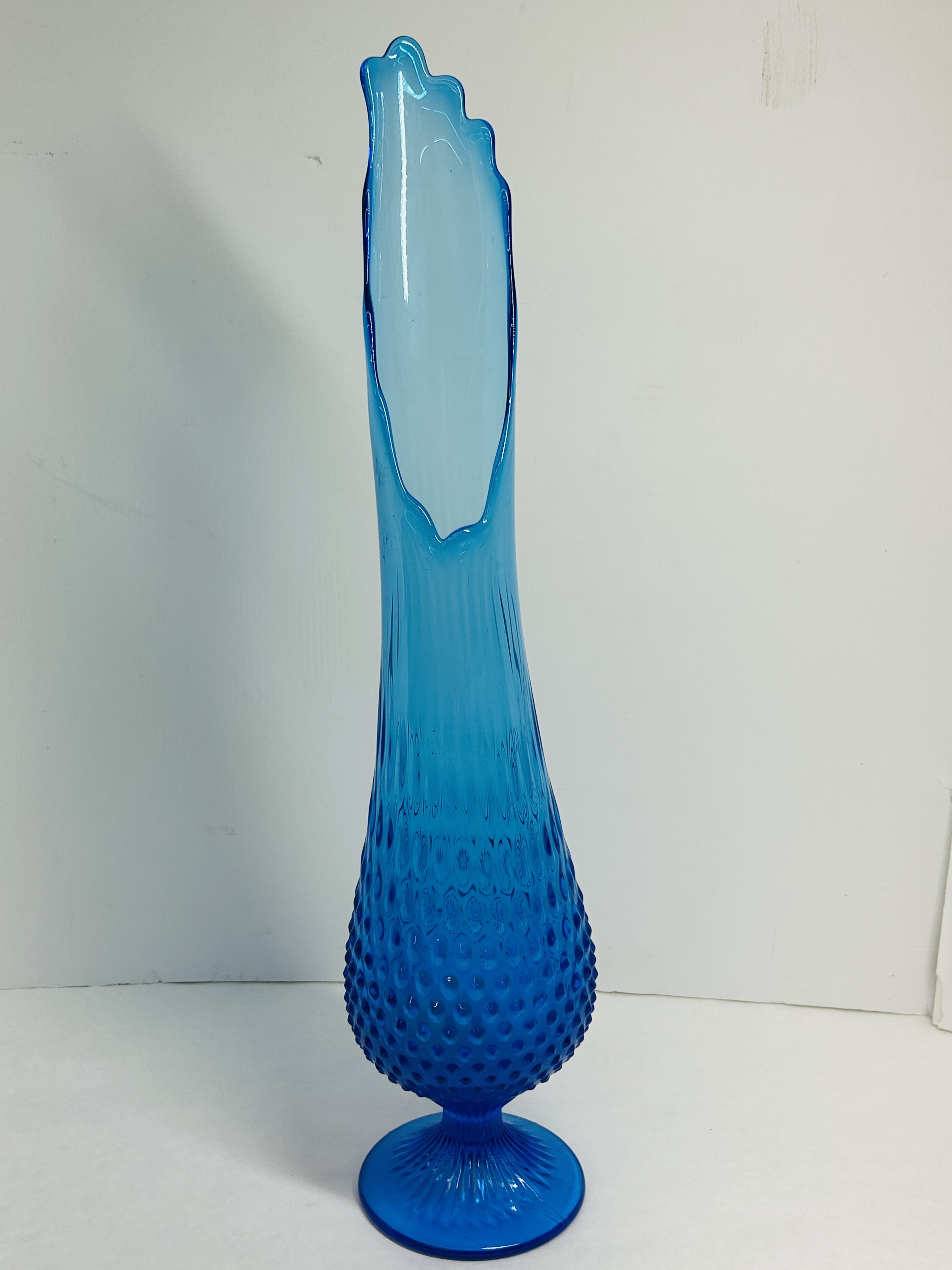 MID-CENTURY HOBNAIL SWUNG GLASS VASE