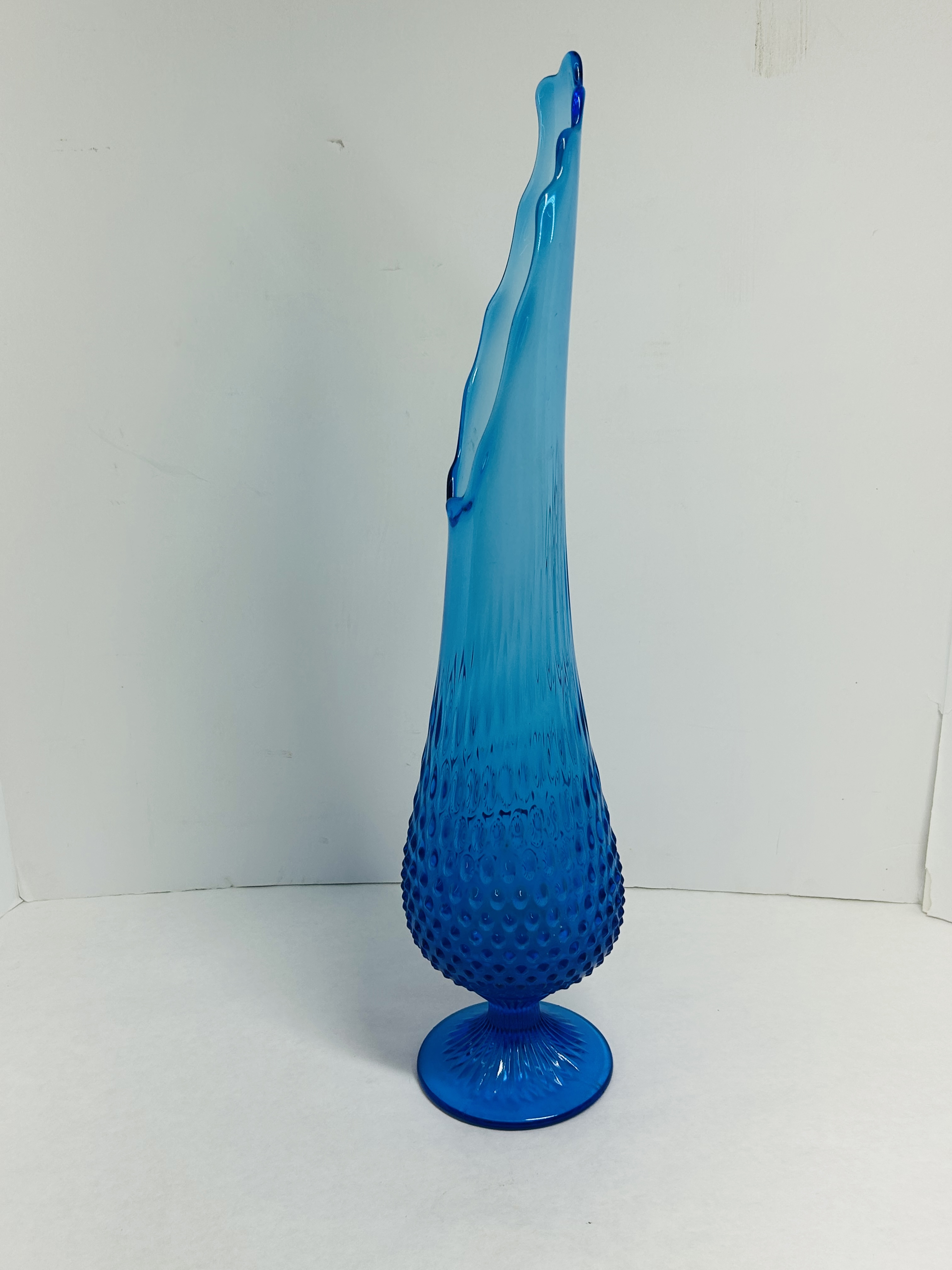 MID-CENTURY HOBNAIL SWUNG GLASS VASE