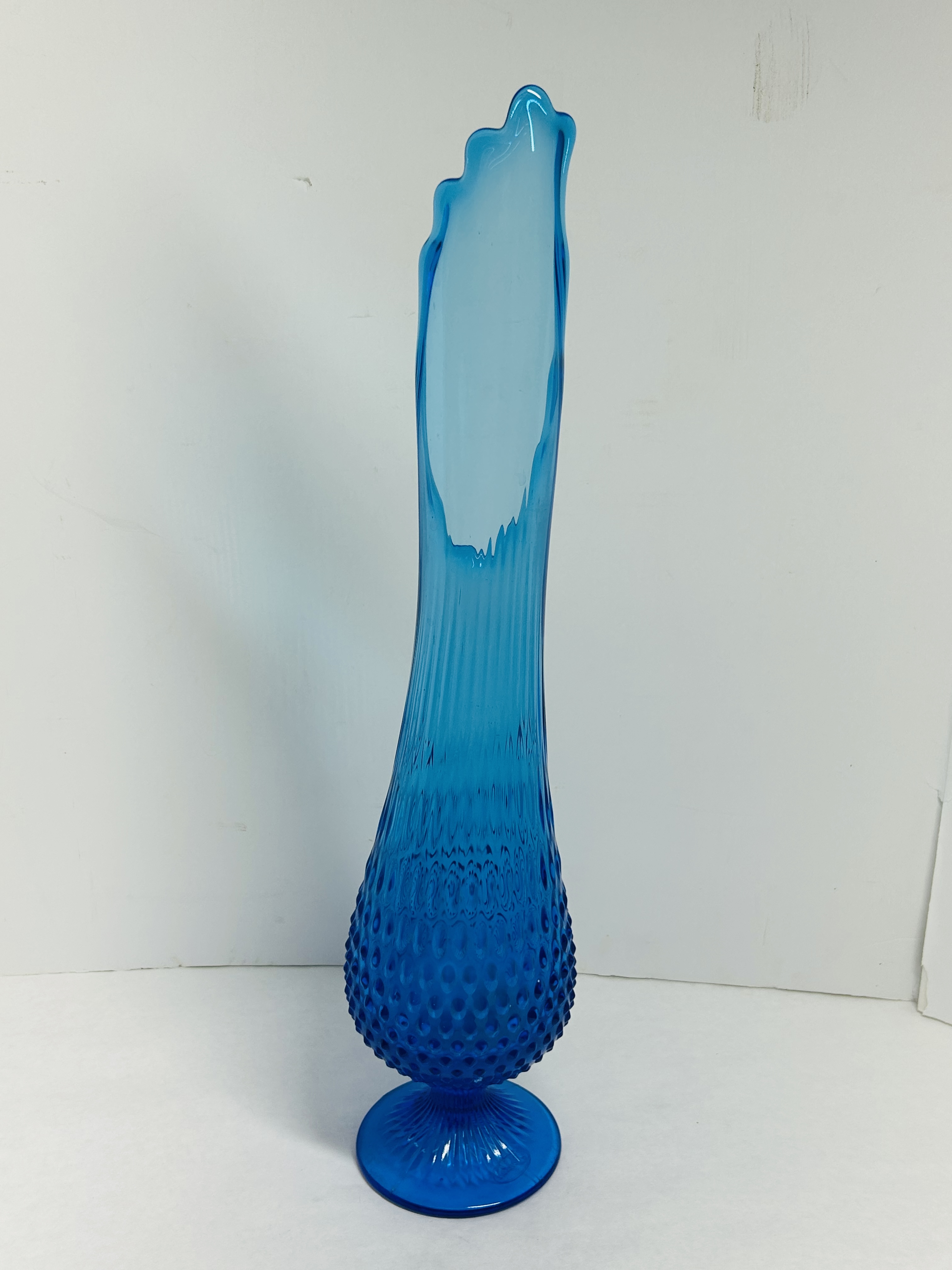 MID-CENTURY HOBNAIL SWUNG GLASS VASE