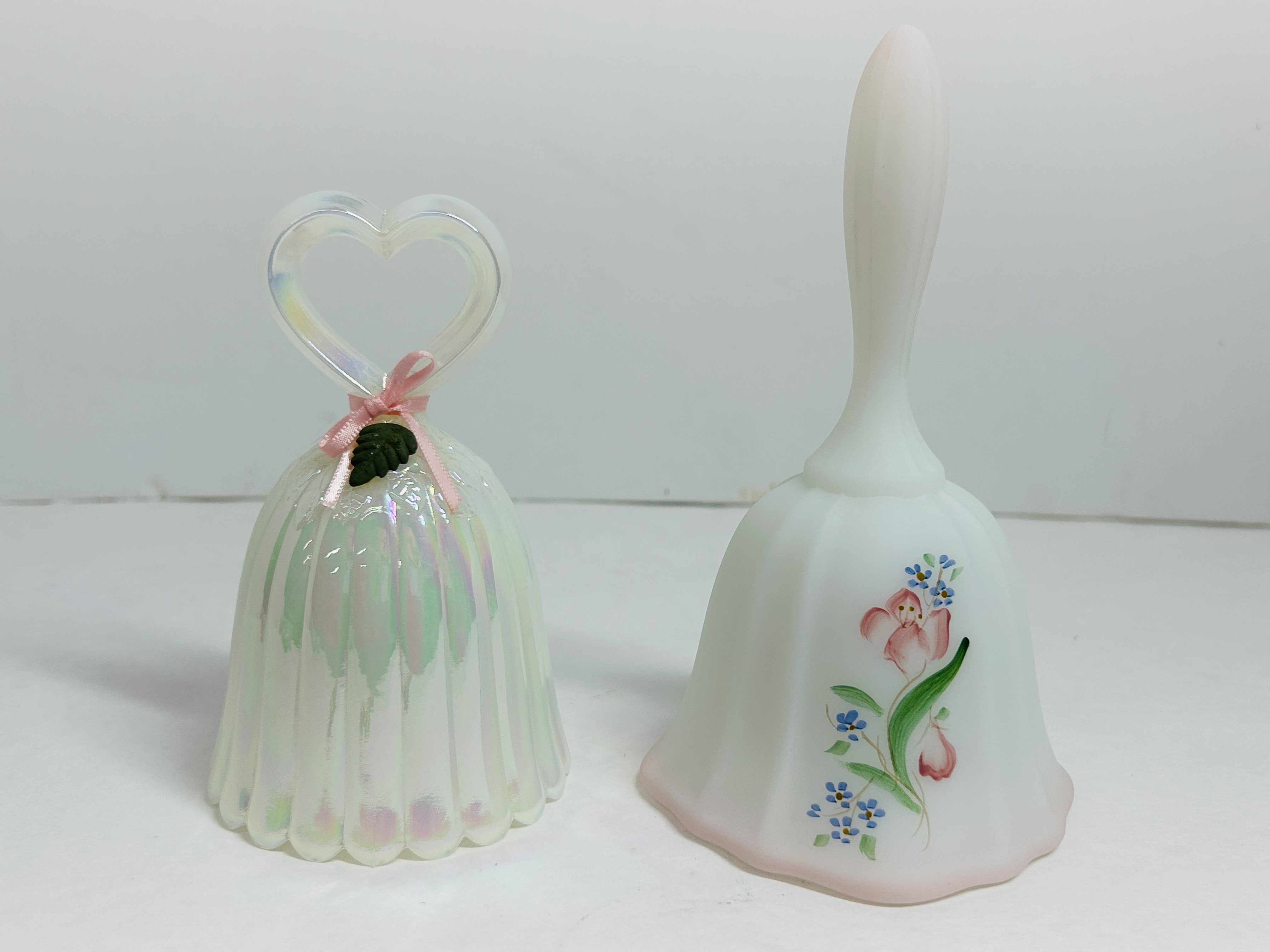 TWO FENTON GLASS BELLS, LATE 20TH CENTURY