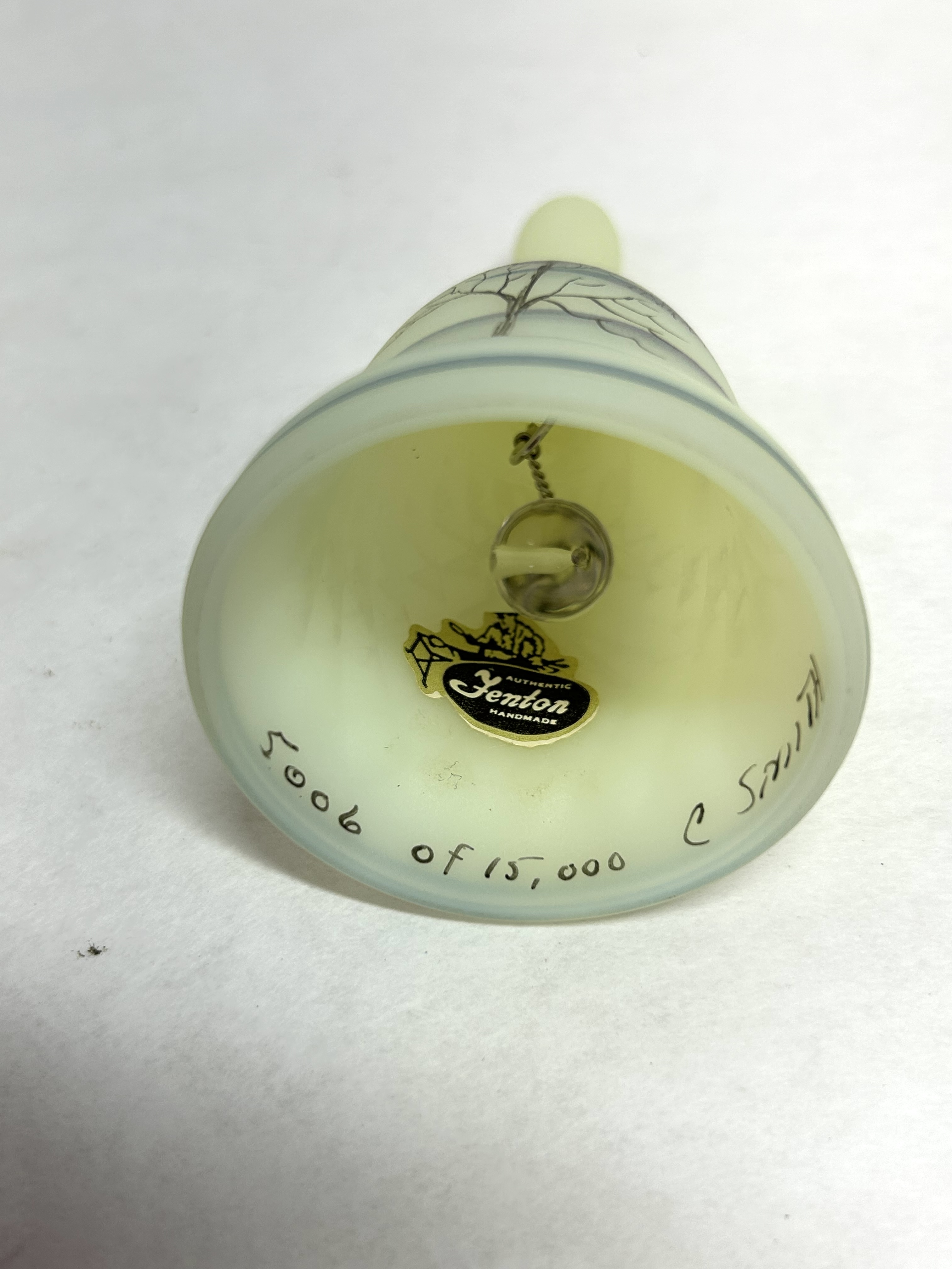 FENTON CUSTARD GLASS BELL PAIR, 1980s