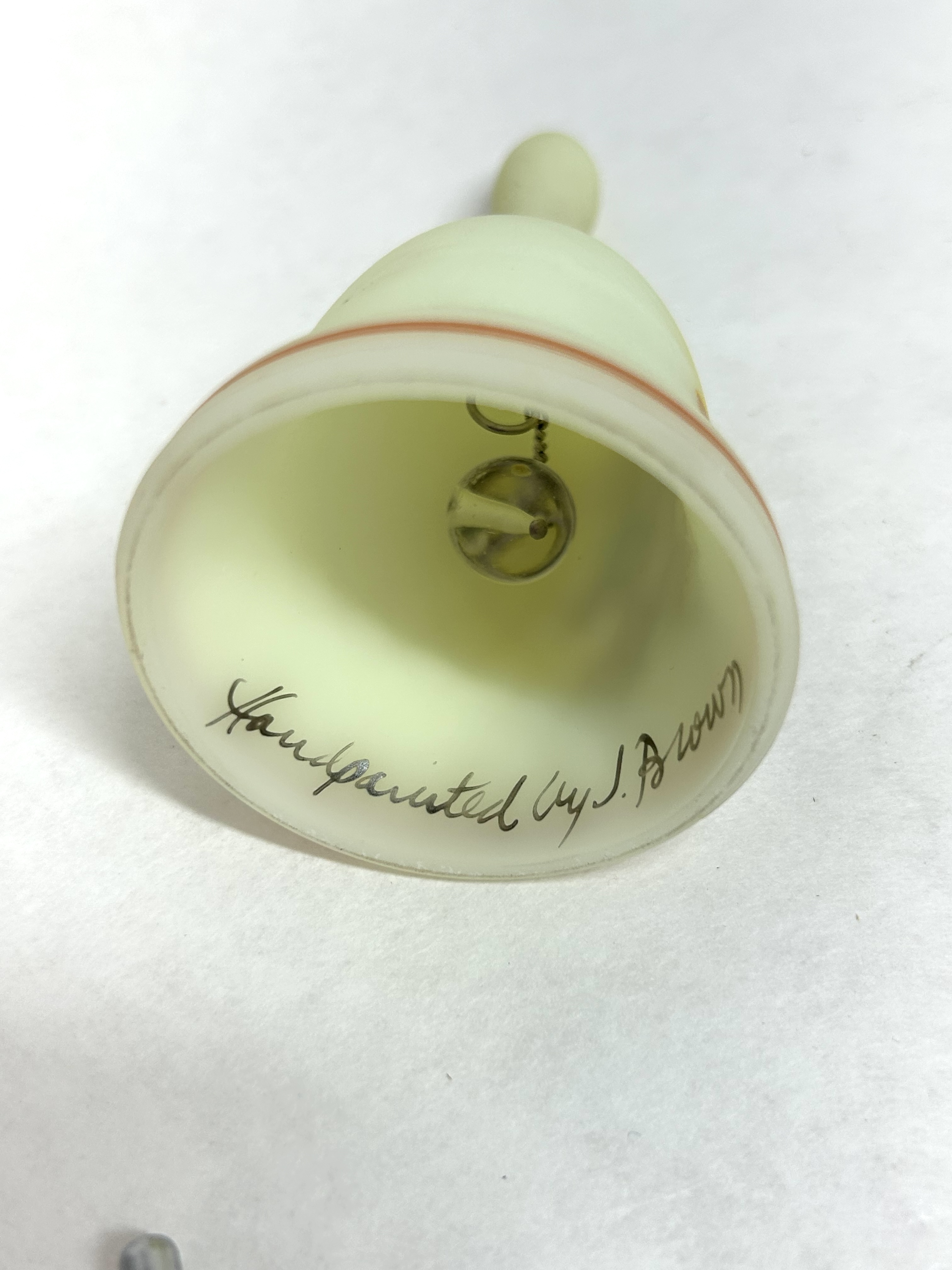 FENTON CUSTARD GLASS BELL PAIR, 1980s