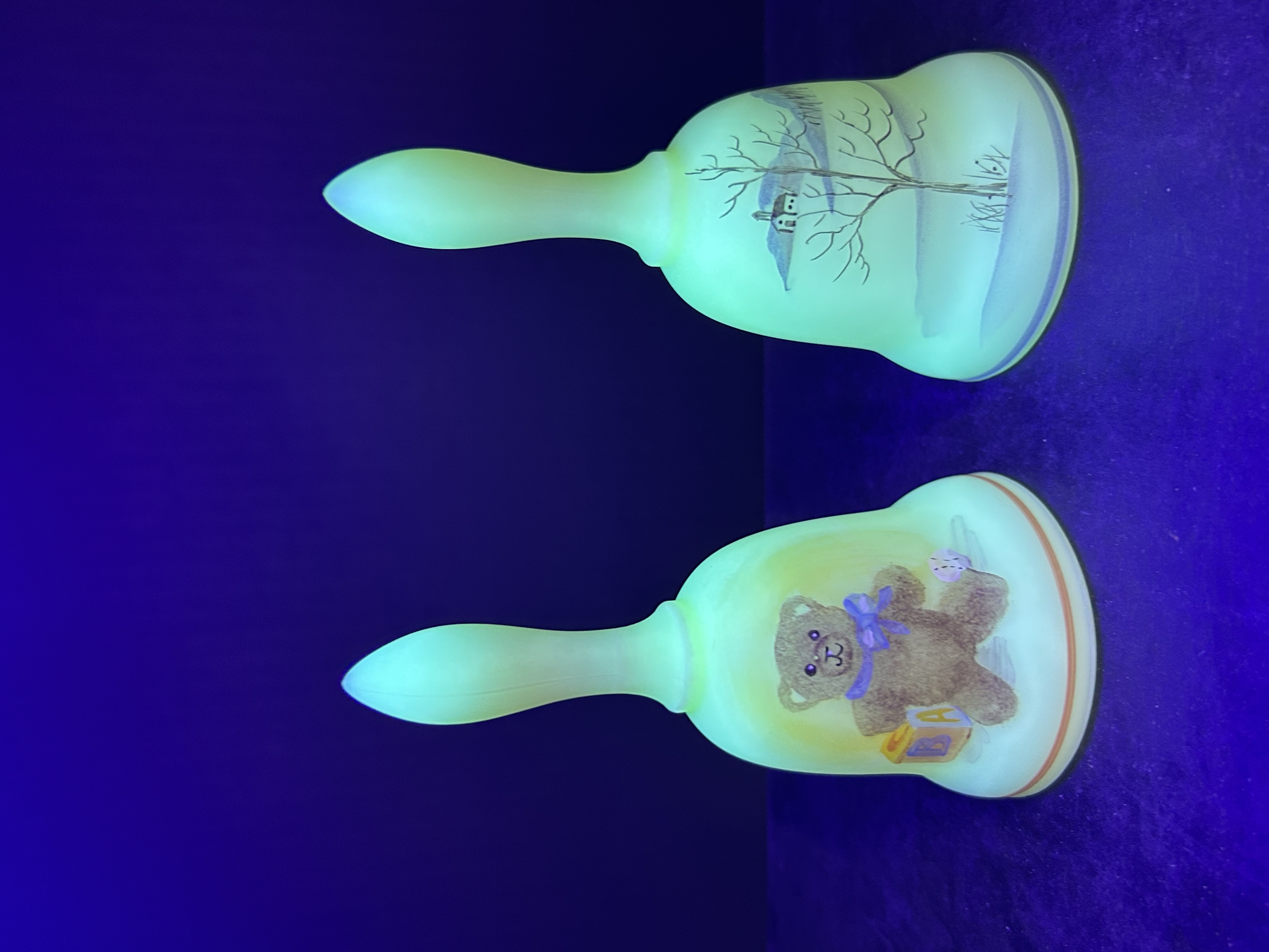 FENTON CUSTARD GLASS BELL PAIR, 1980s