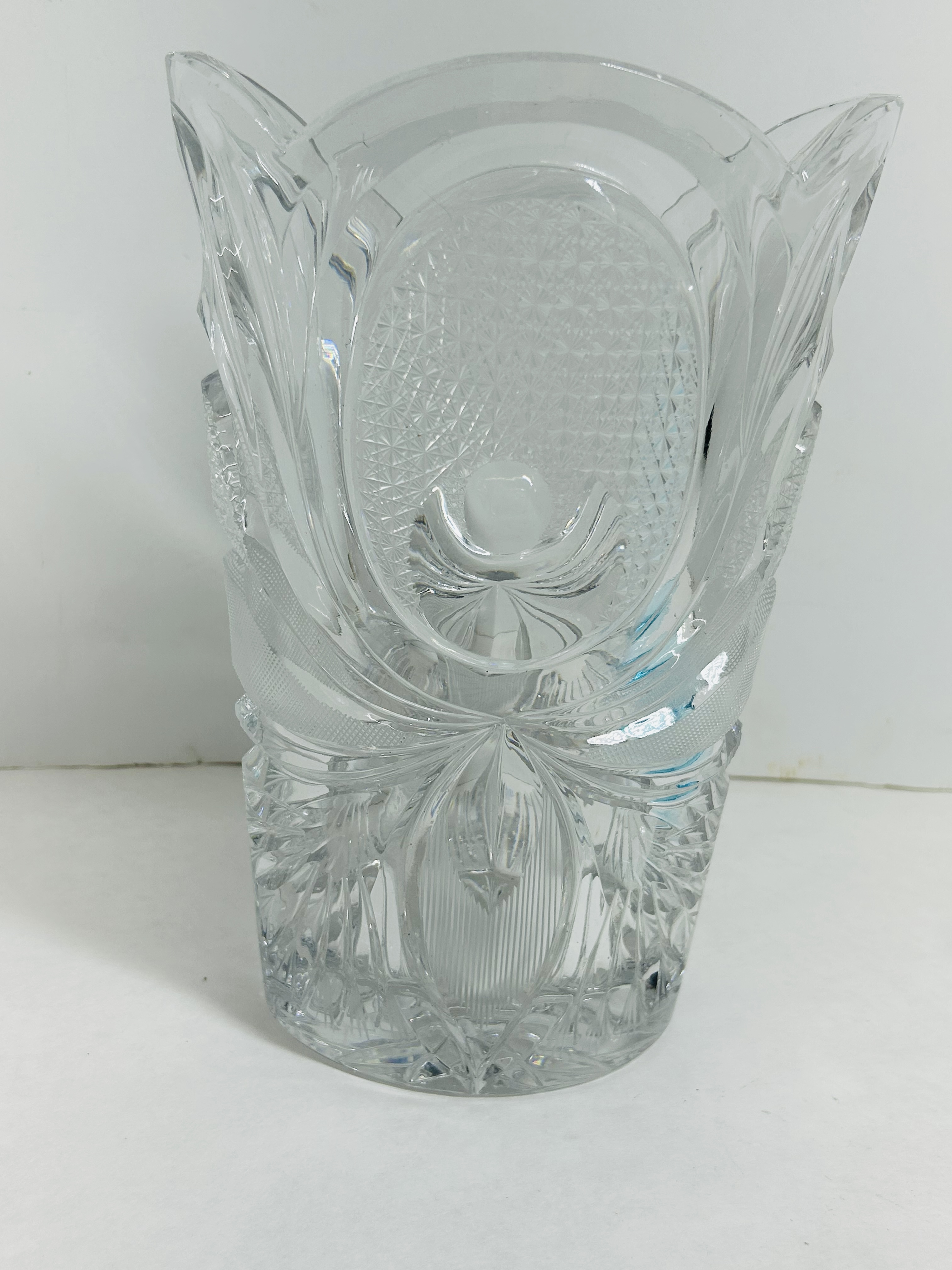 TWO CUT CRYSTAL AND GLASS VESSELS