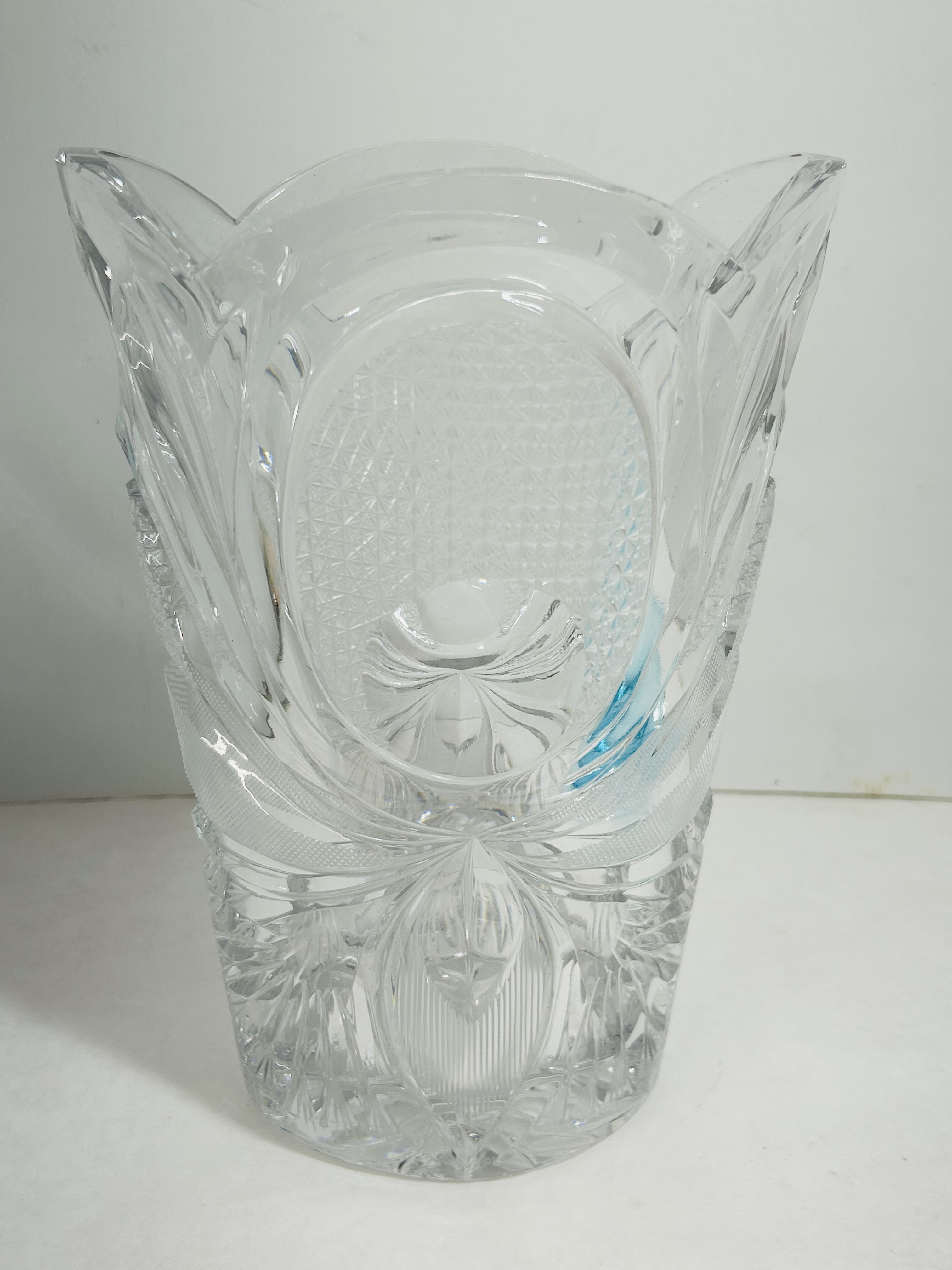 TWO CUT CRYSTAL AND GLASS VESSELS