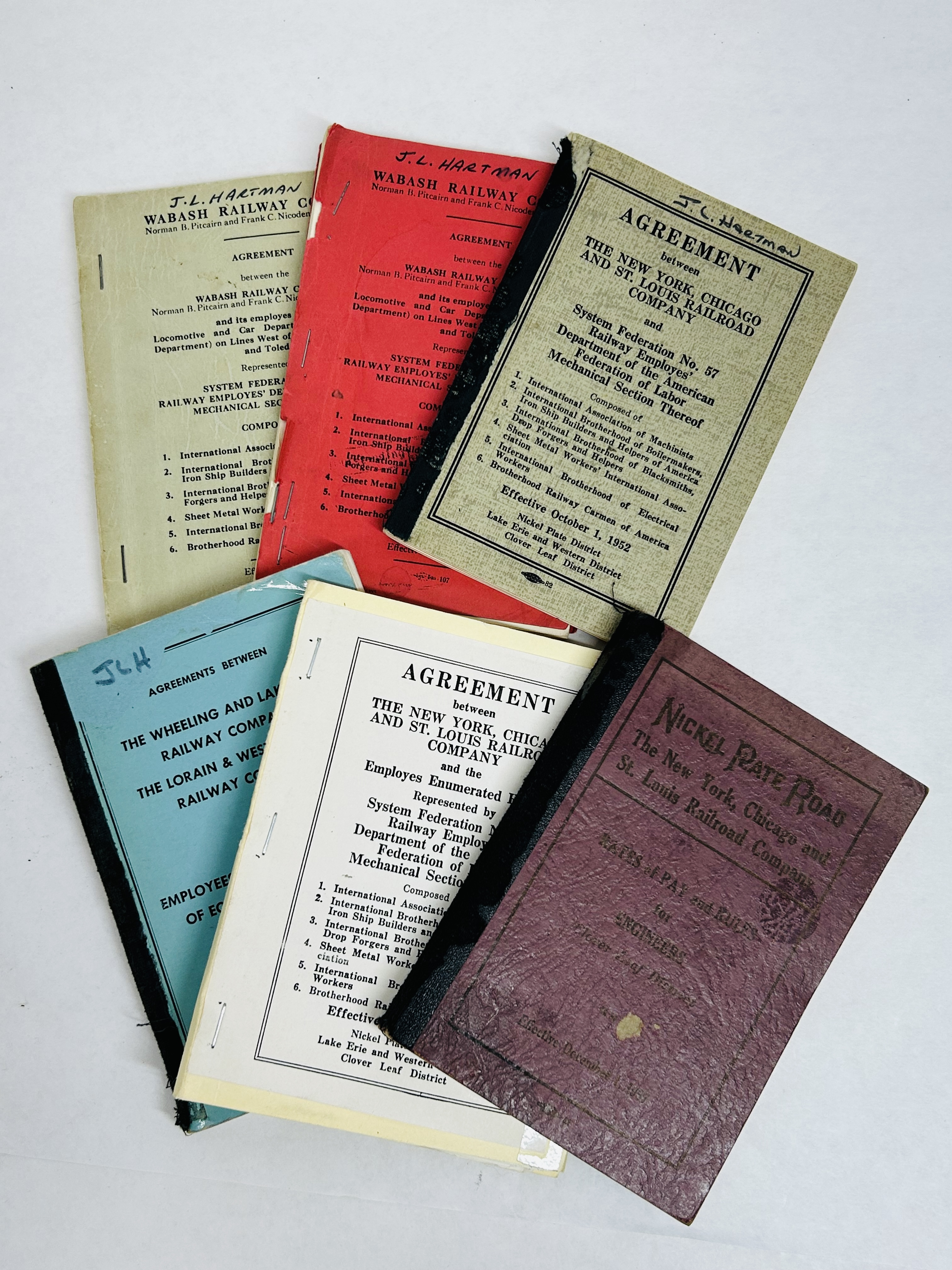 VARIOUS RAILROADS, UNION AGREEMENT PAMPHLETS, 1939-1957