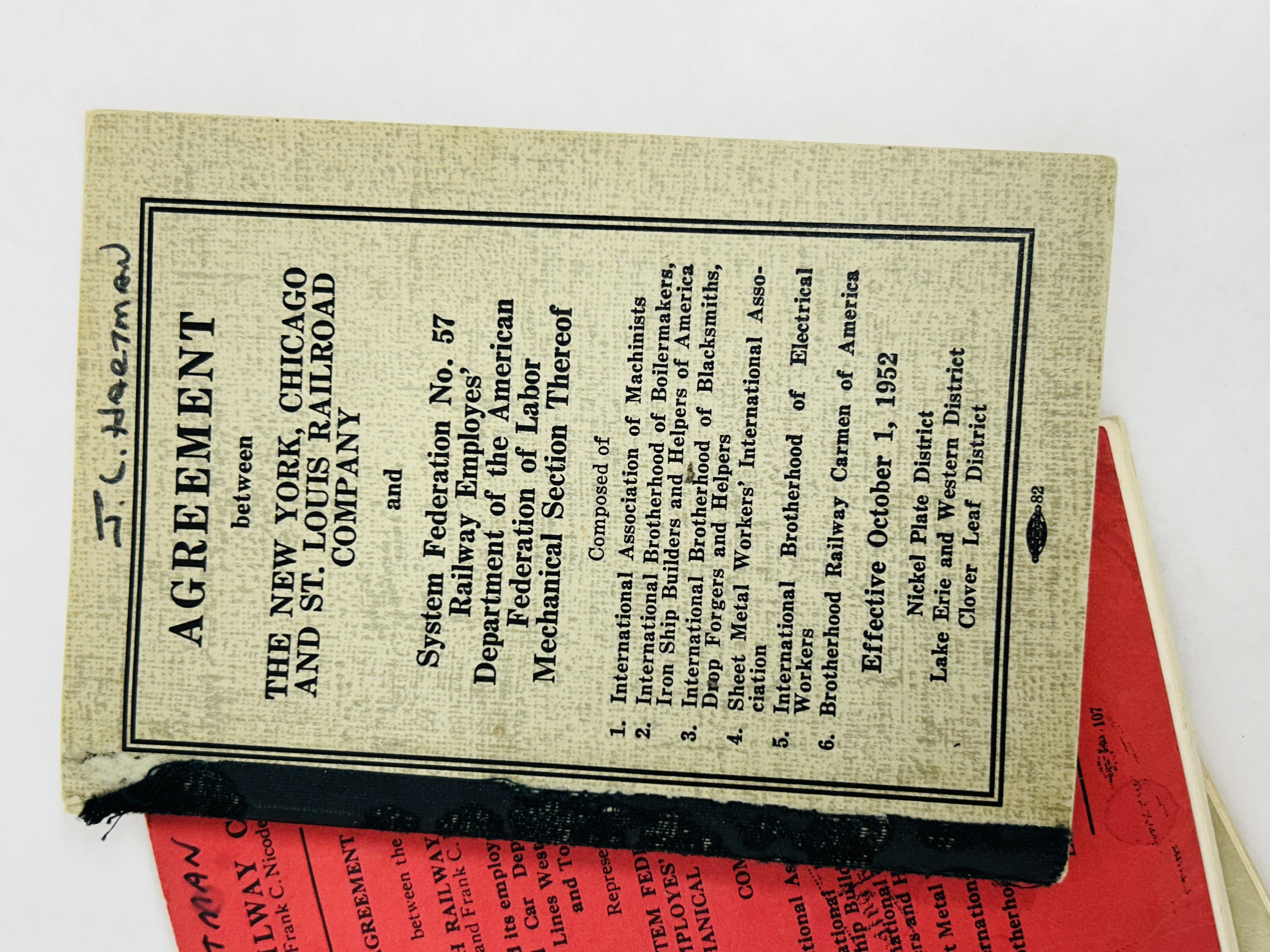VARIOUS RAILROADS, UNION AGREEMENT PAMPHLETS, 1939-1957