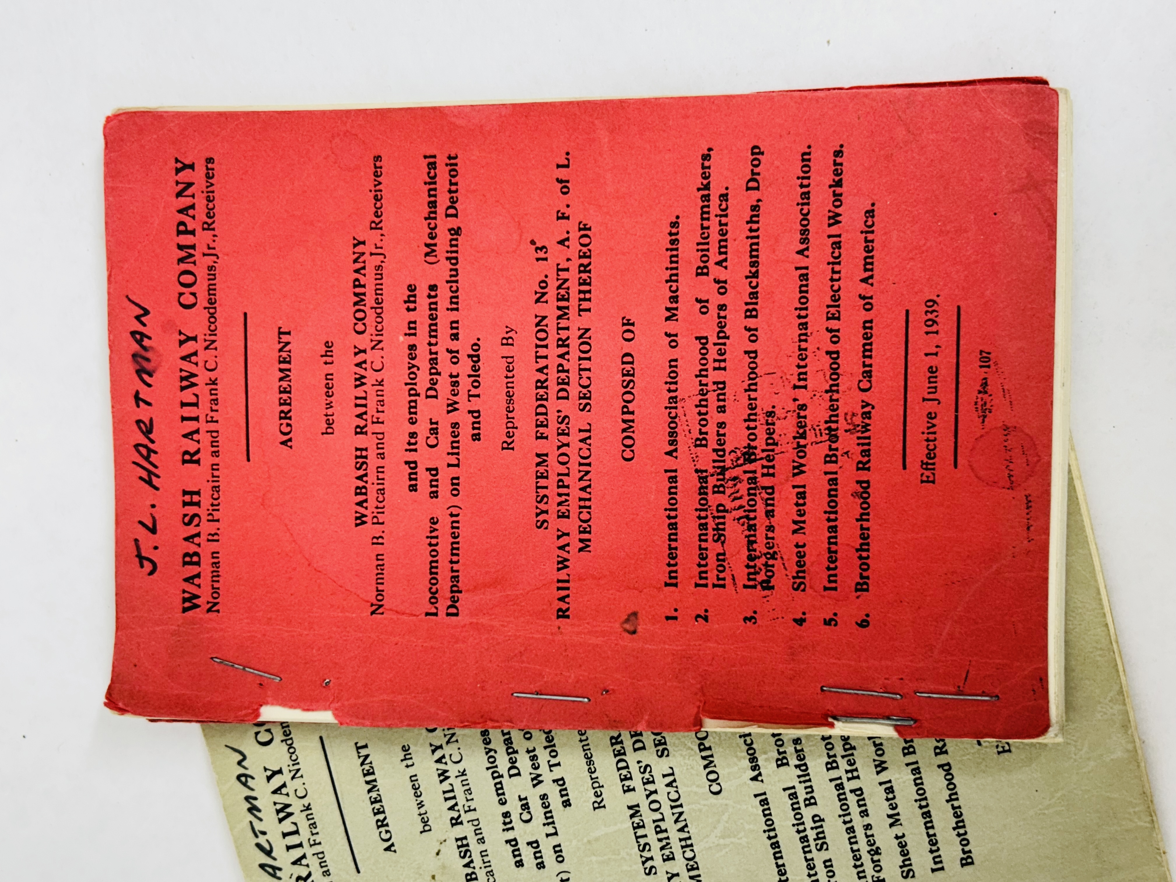 VARIOUS RAILROADS, UNION AGREEMENT PAMPHLETS, 1939-1957