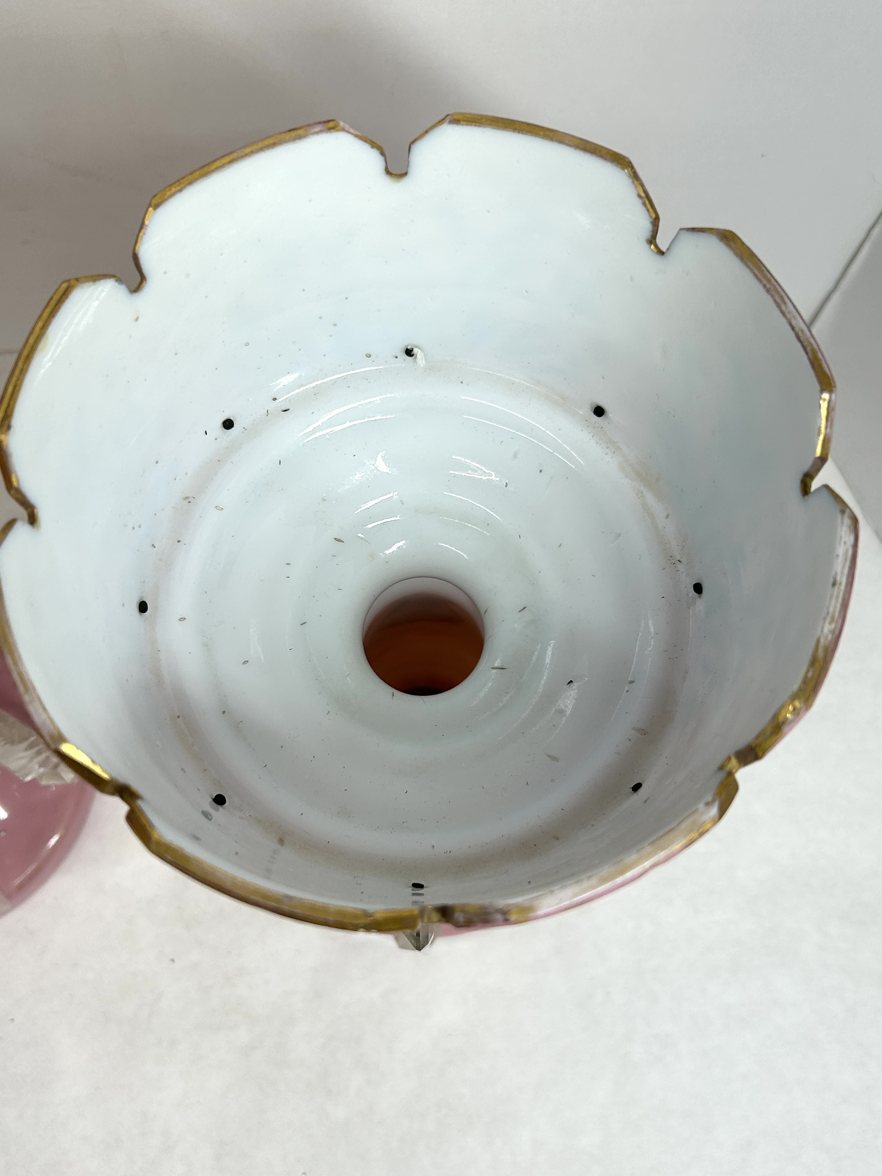 VICTORIAN PINK CASED GLASS LUSTERS