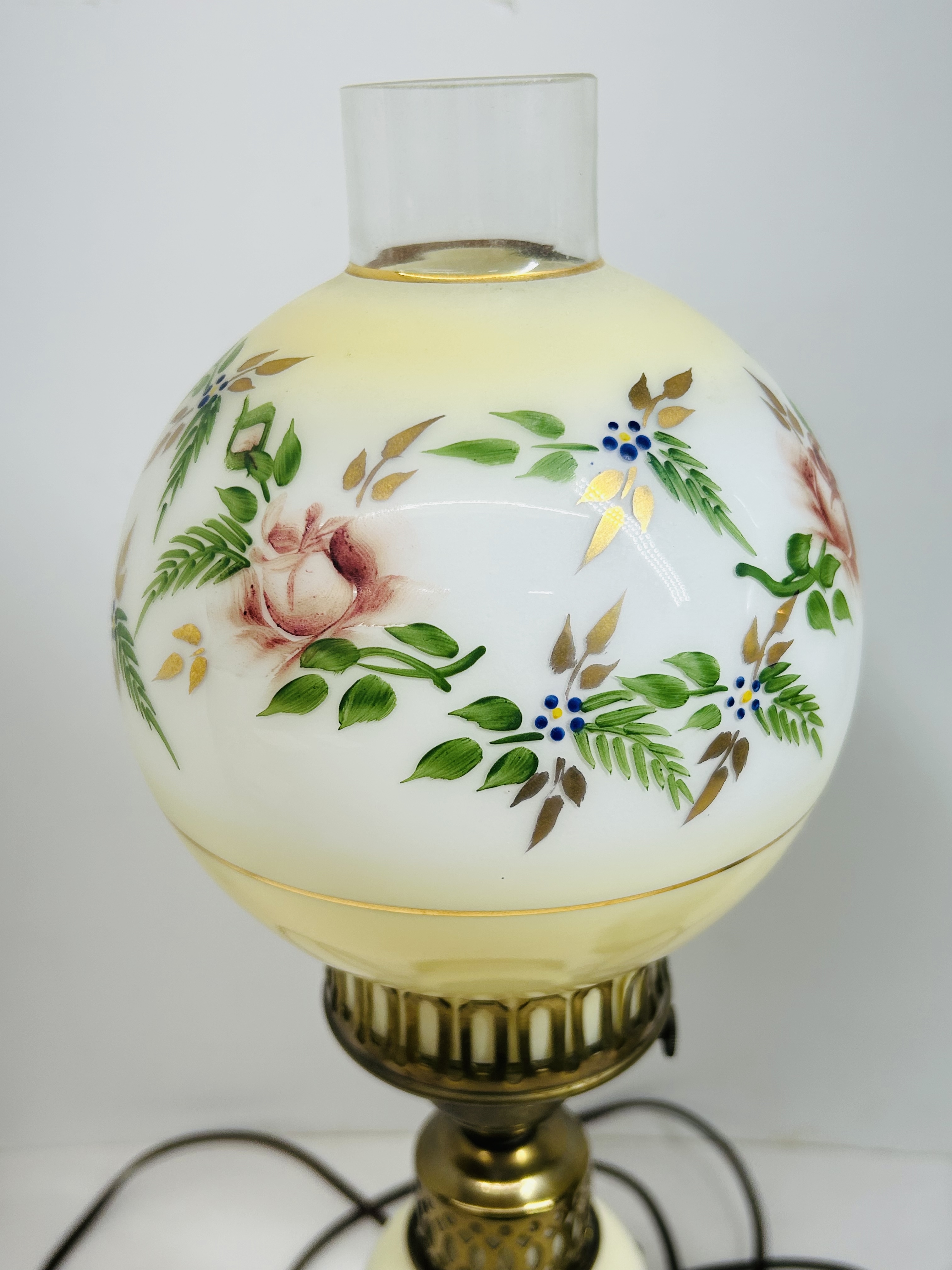 PAIR GWTW STYLE GLASS LAMPS, MID-CENTURY