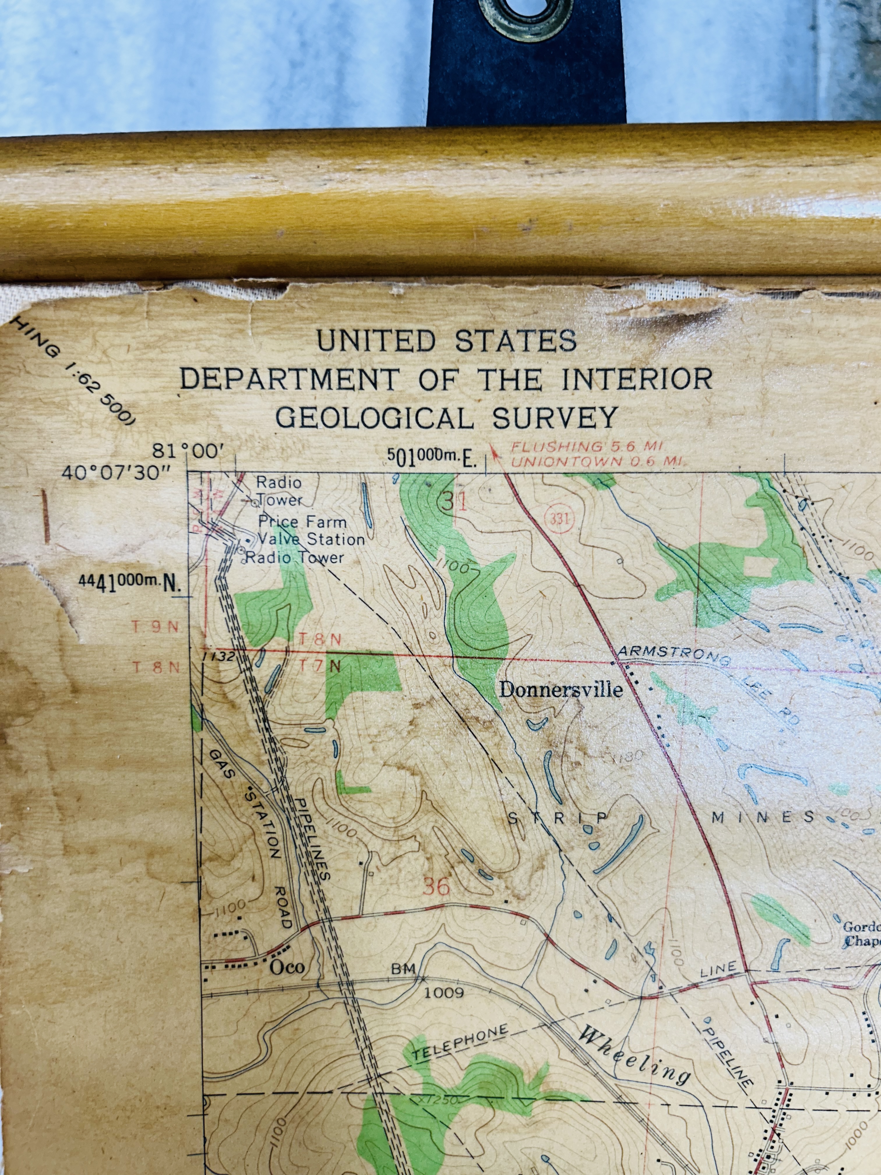 USGS OHIO ST. CLAIRSVILLE PAPER MAP, 1960