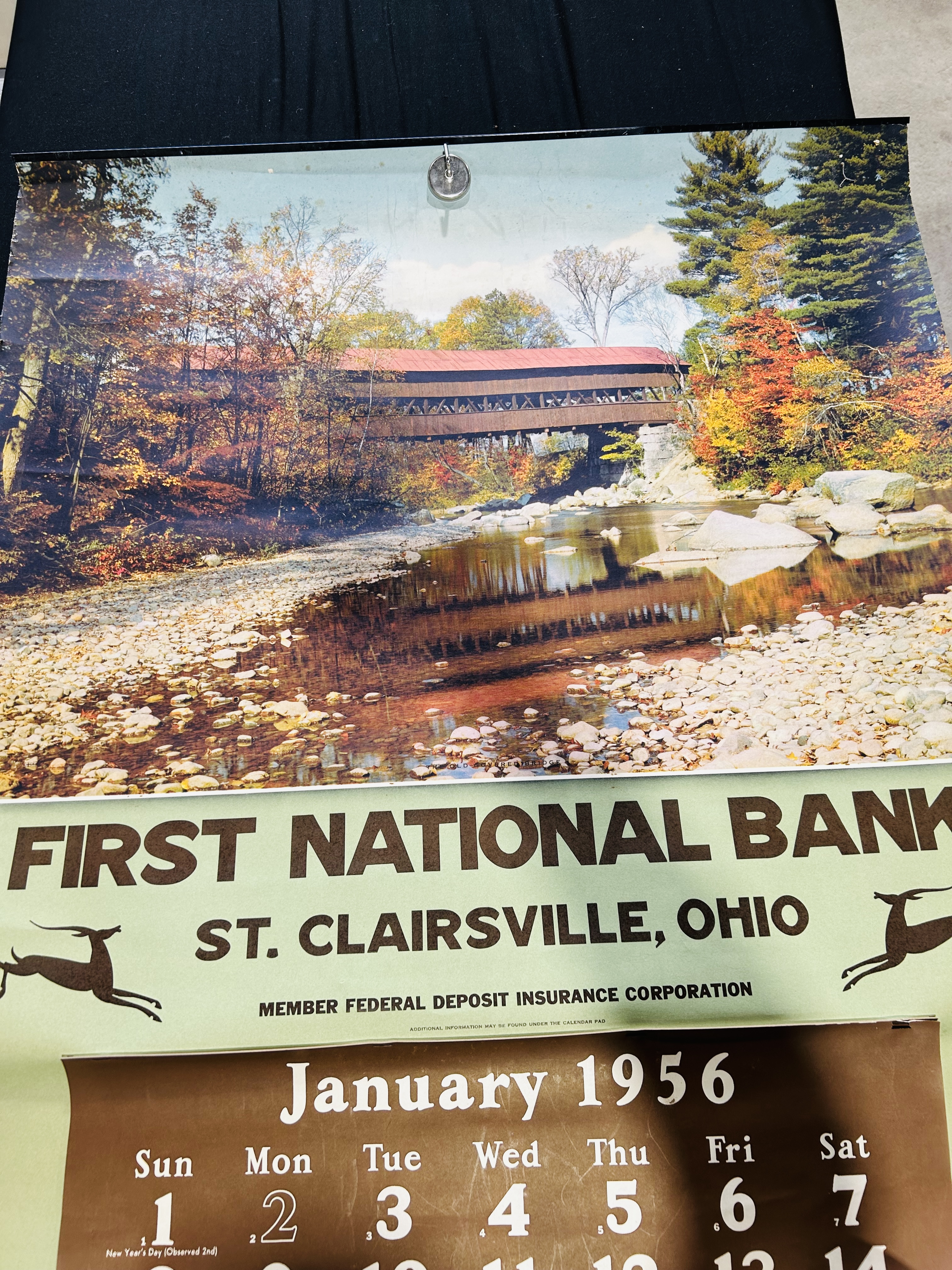 FIRST NATIONAL BANK PAPER CALENDAR, 1956