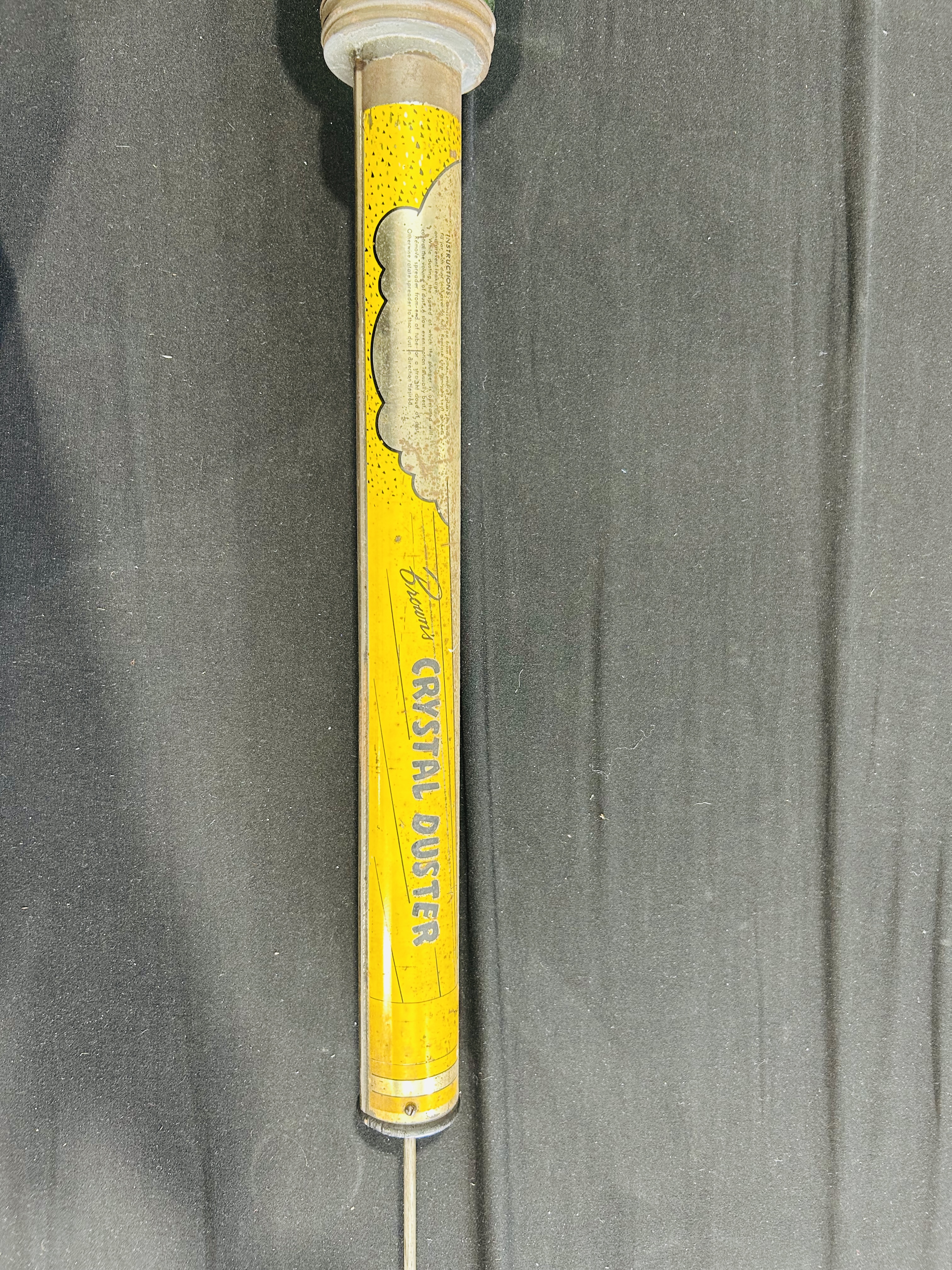 BROWN'S CRYSTAL DUSTER, GLASS AND METAL, MID-20TH CENTURY