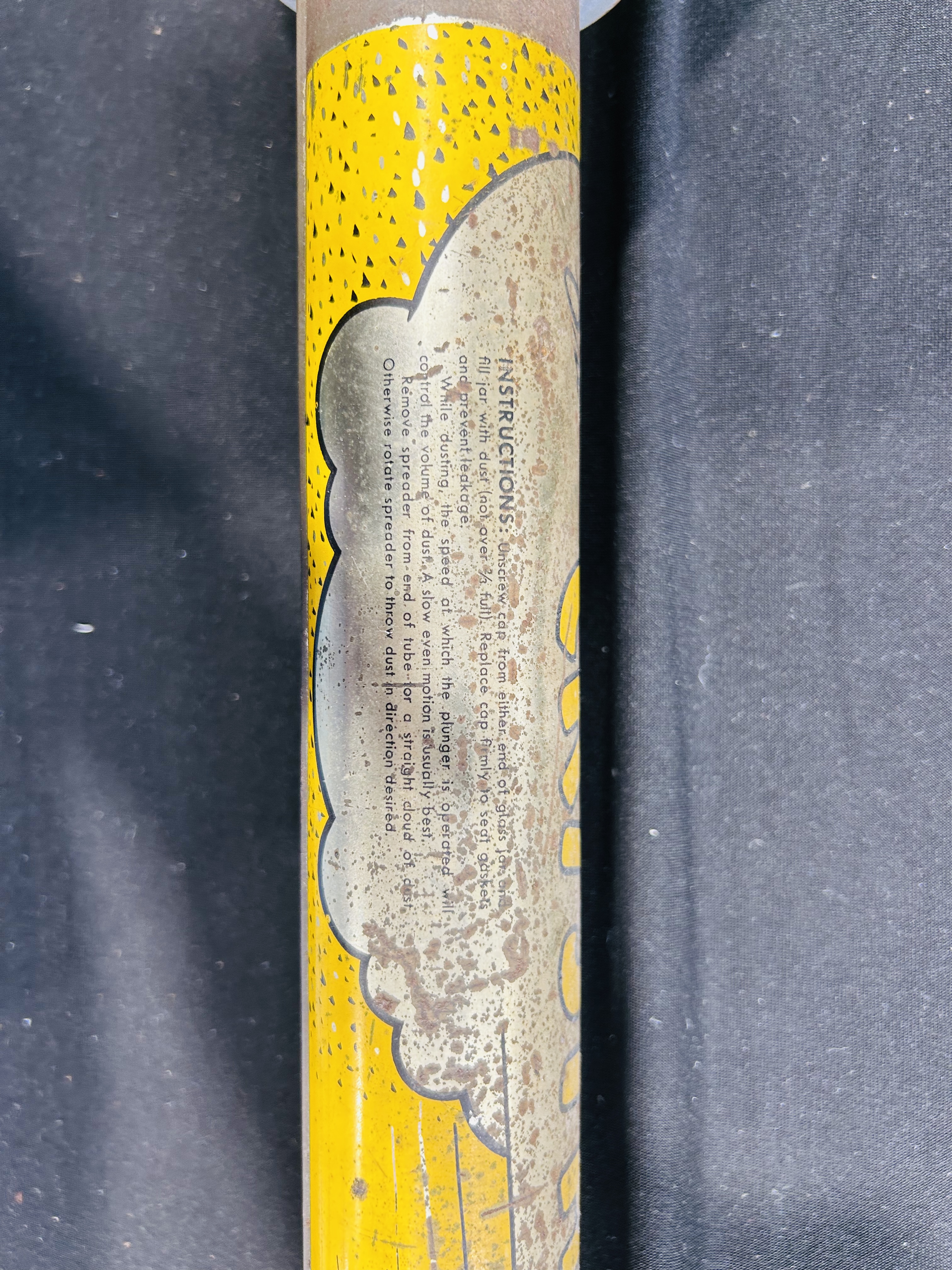 BROWN'S CRYSTAL DUSTER, GLASS AND METAL, MID-20TH CENTURY