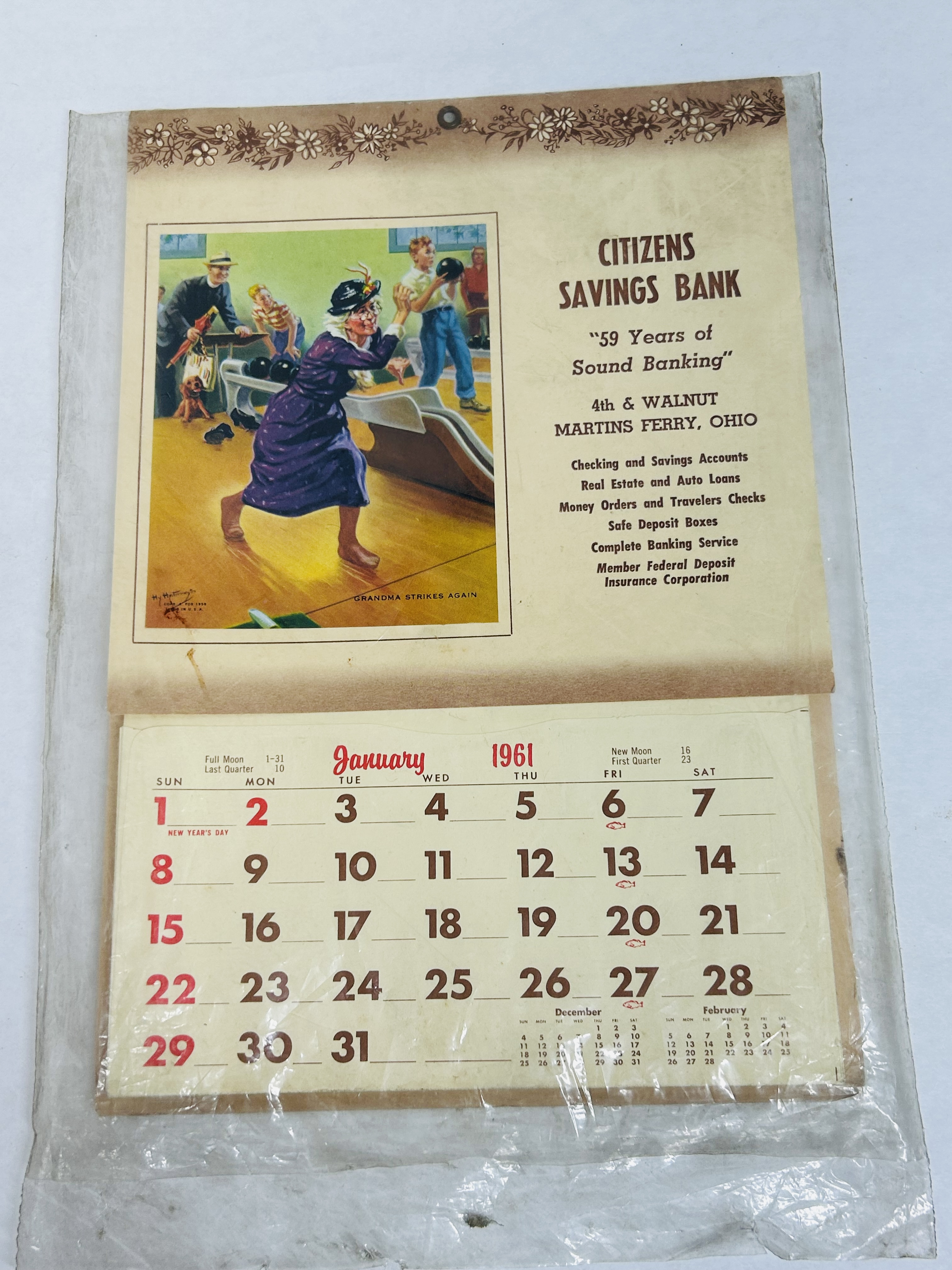 CITIZENS BANK CALENDAR AND TAXIDERMY, 1961