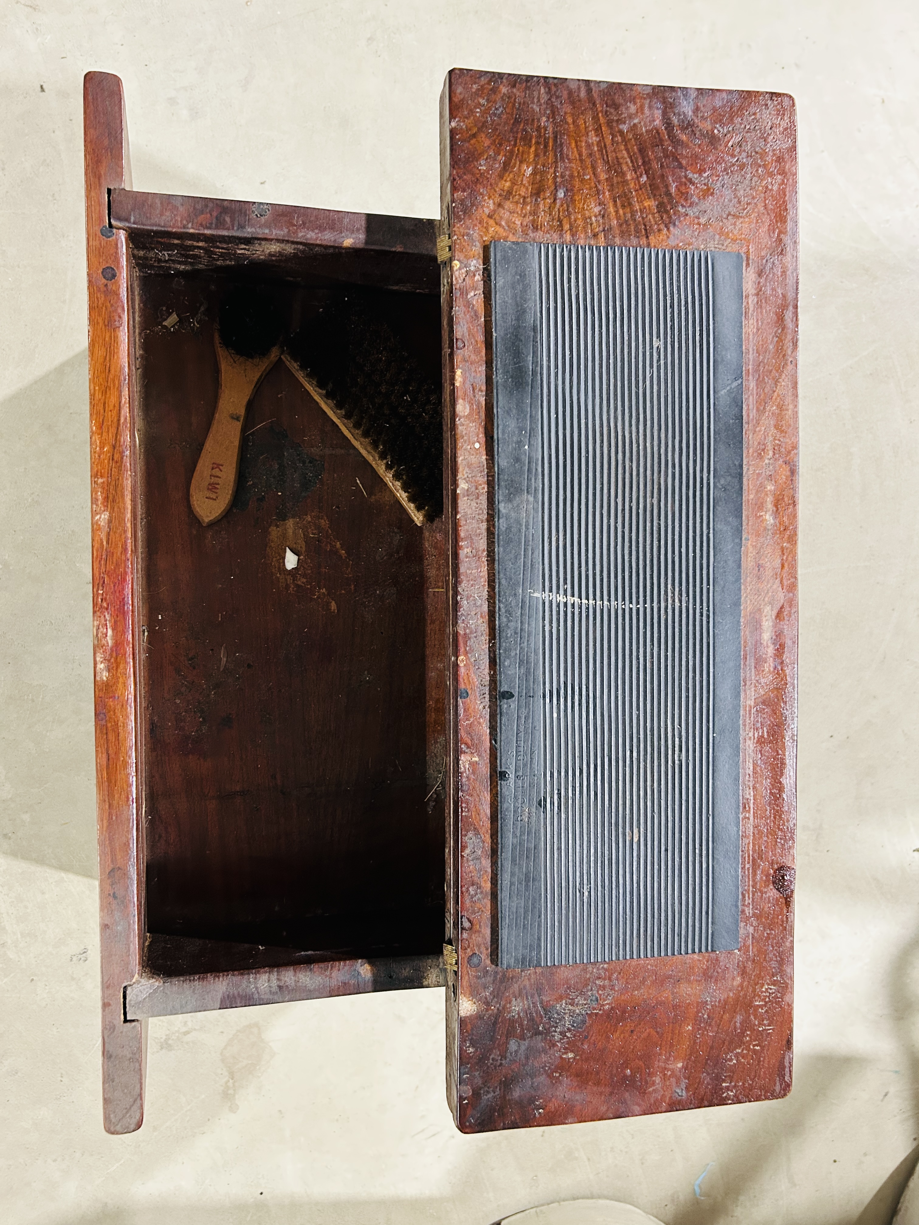 HARDWOOD SHOE SHINE STOOL, MID-20TH CENTURY