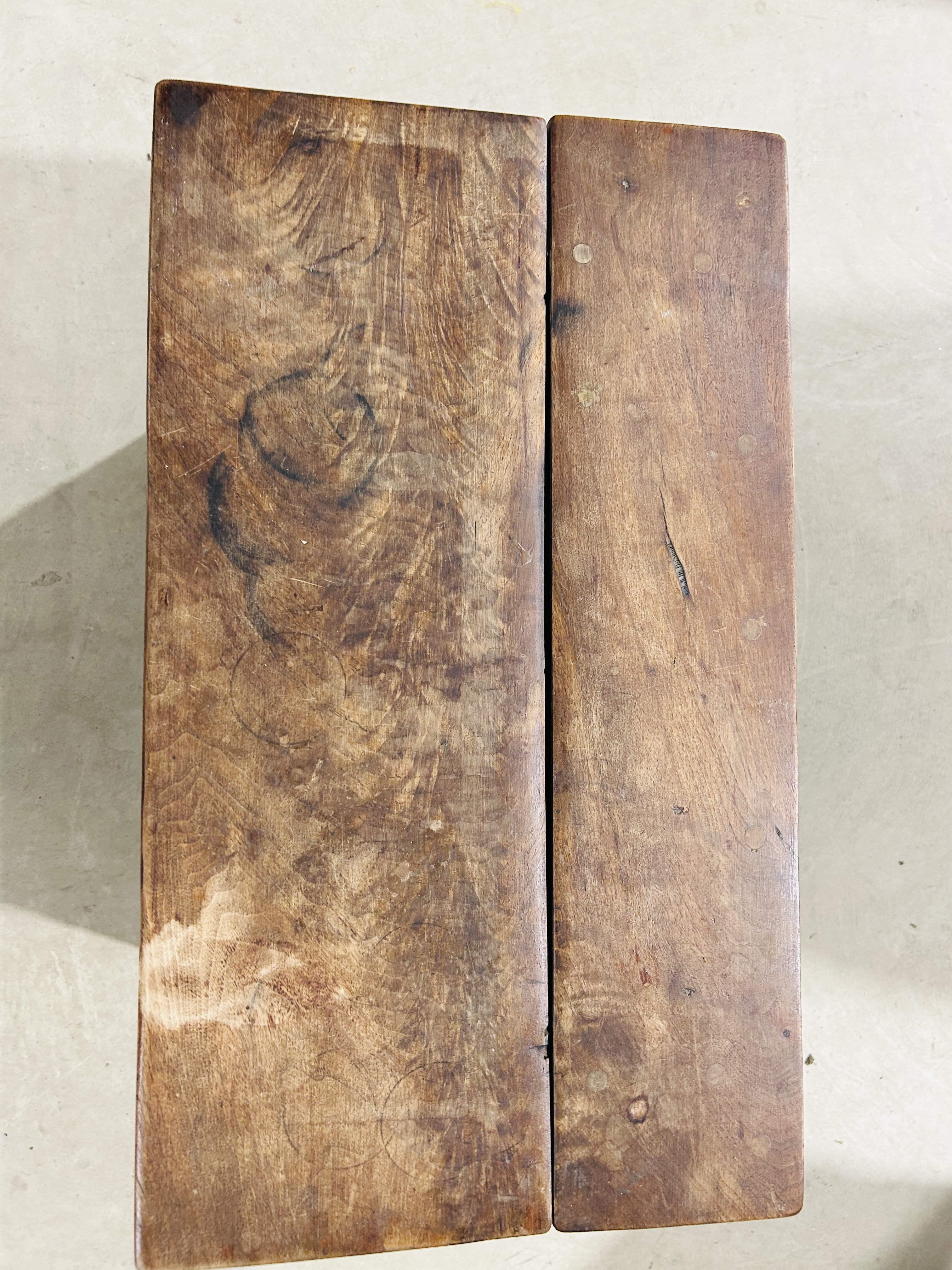 HARDWOOD SHOE SHINE STOOL, MID-20TH CENTURY