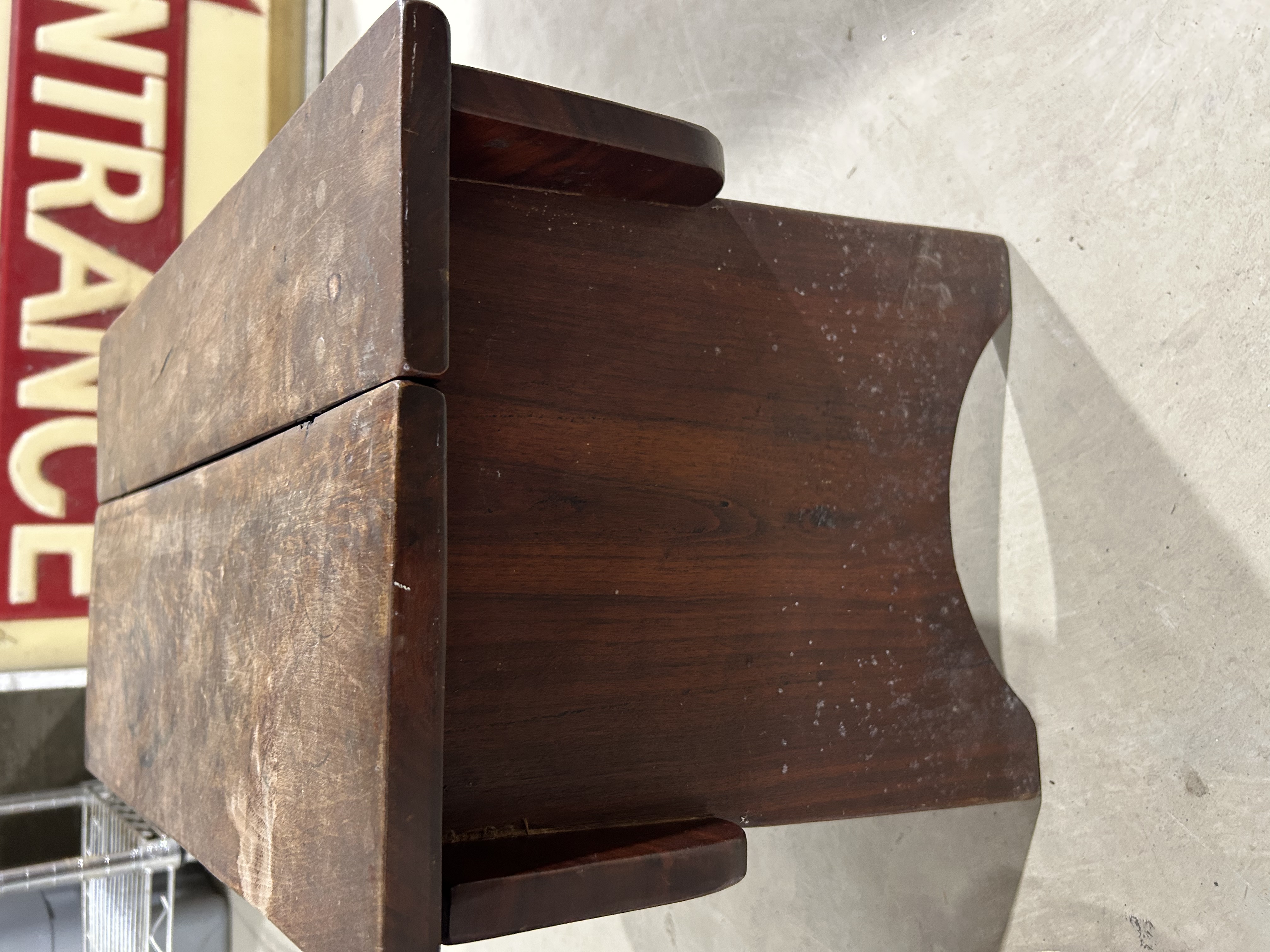 HARDWOOD SHOE SHINE STOOL, MID-20TH CENTURY