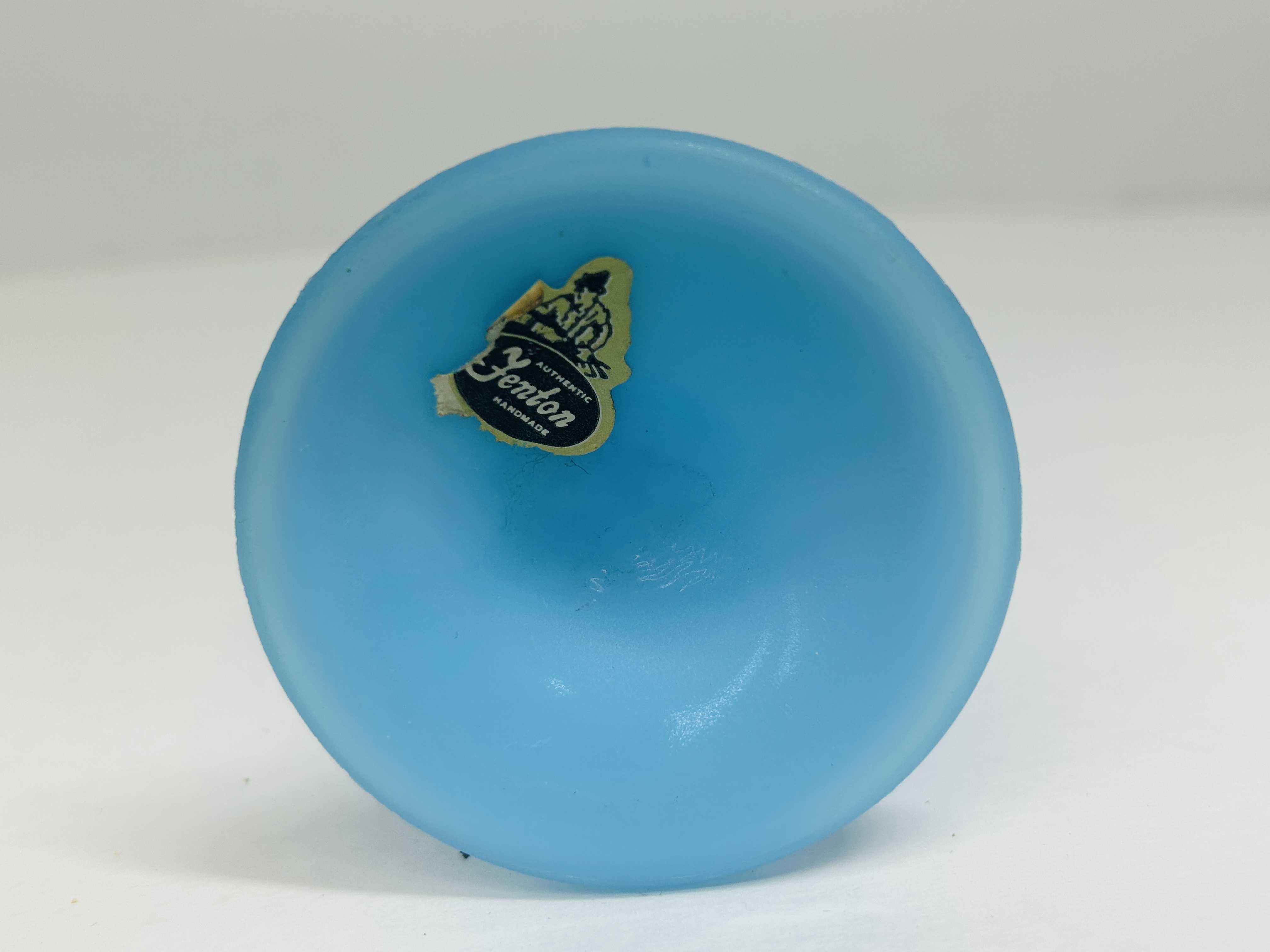 FENTON BLUE SATIN CABBAGE LEAF VASE, CIRCA 1970S