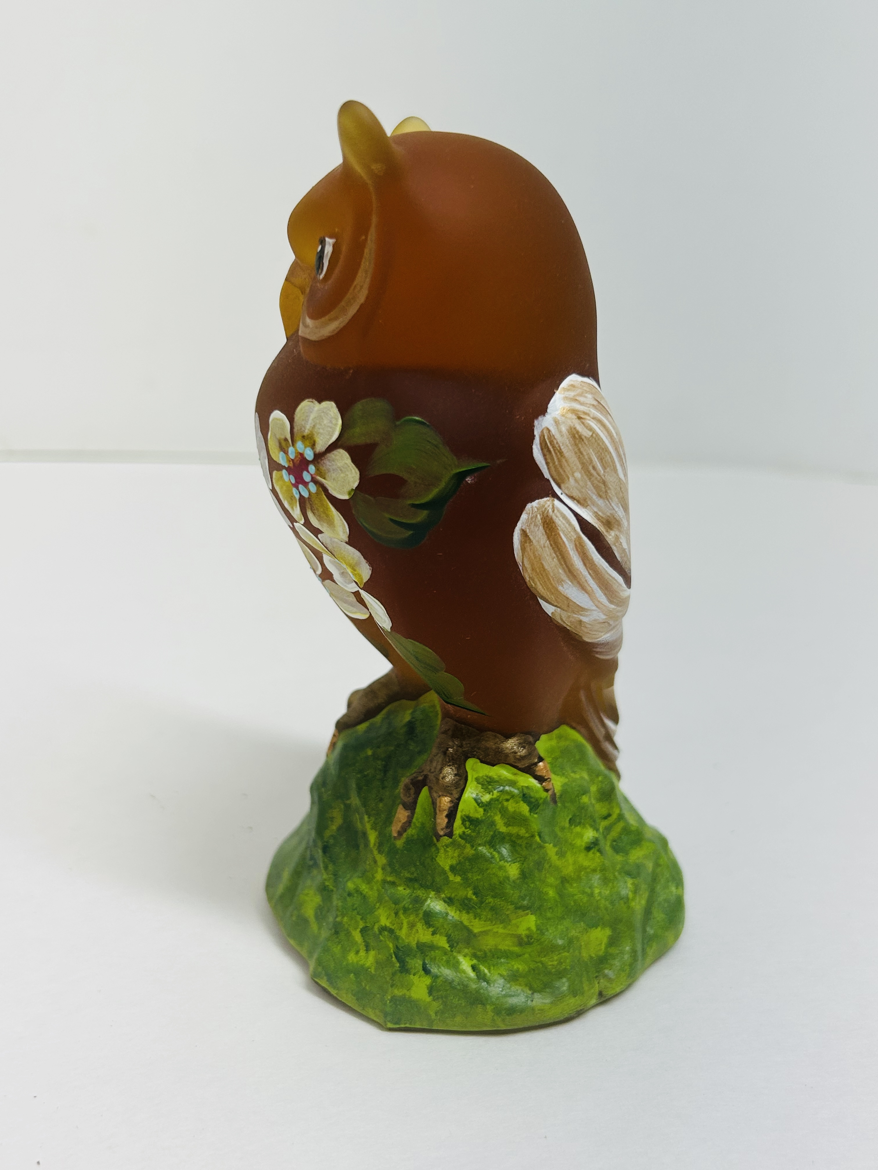 FENTON PAINTED SATIN GLASS OWL, 2026