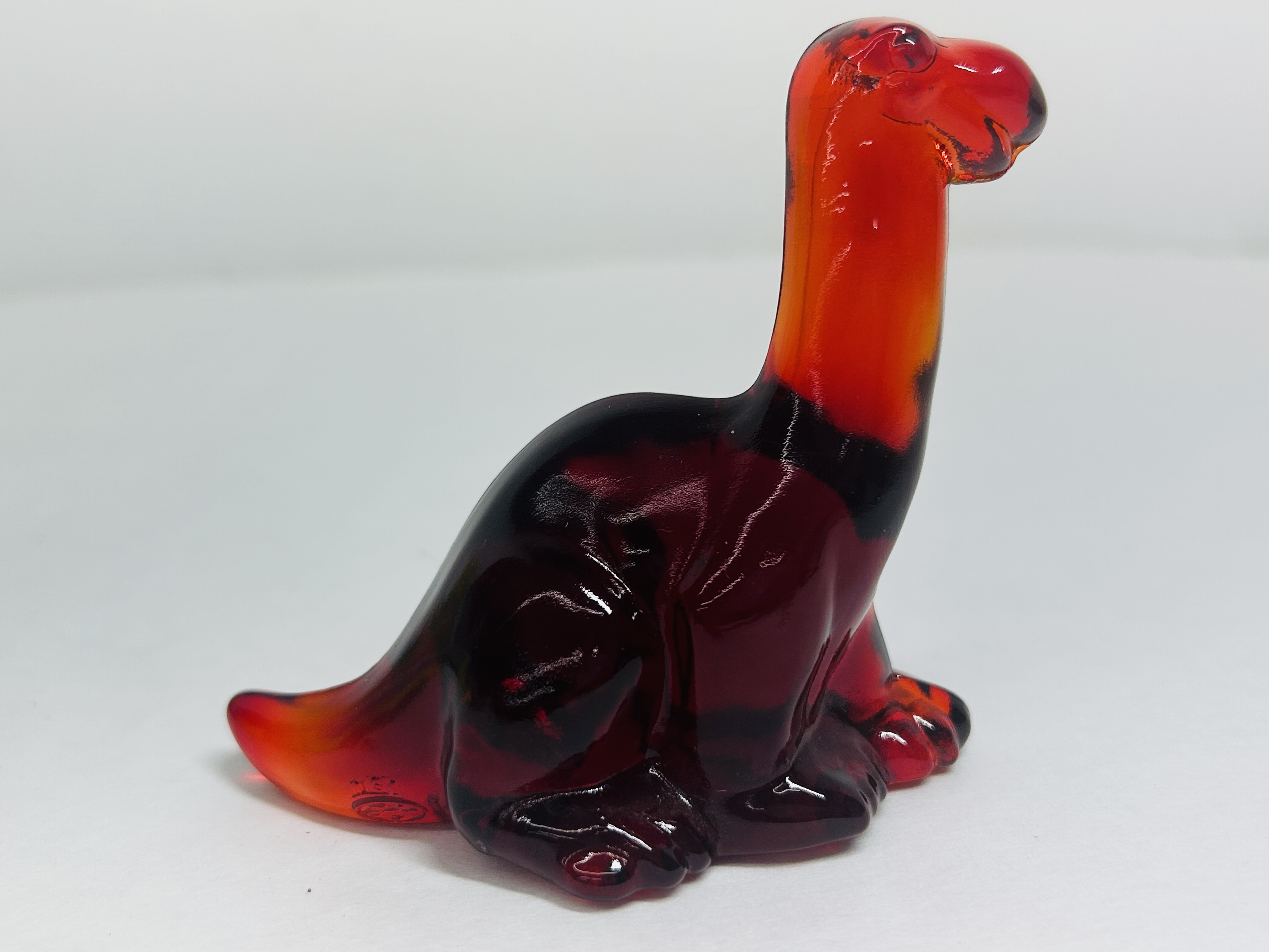 FENTON RED GLASS DINOSAUR, 1990S