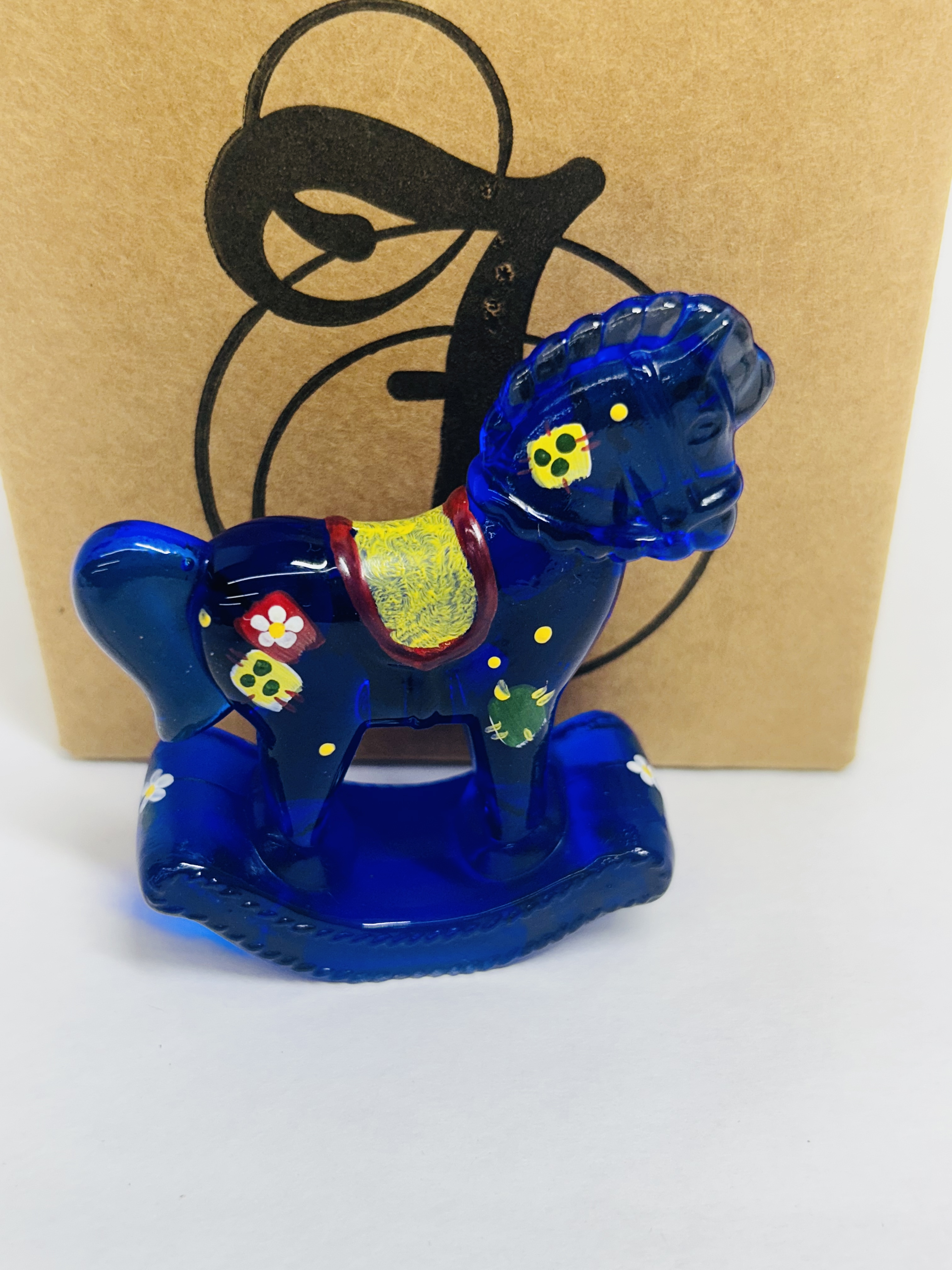 FENTON GLASS ROCKING HORSE SET, 2023