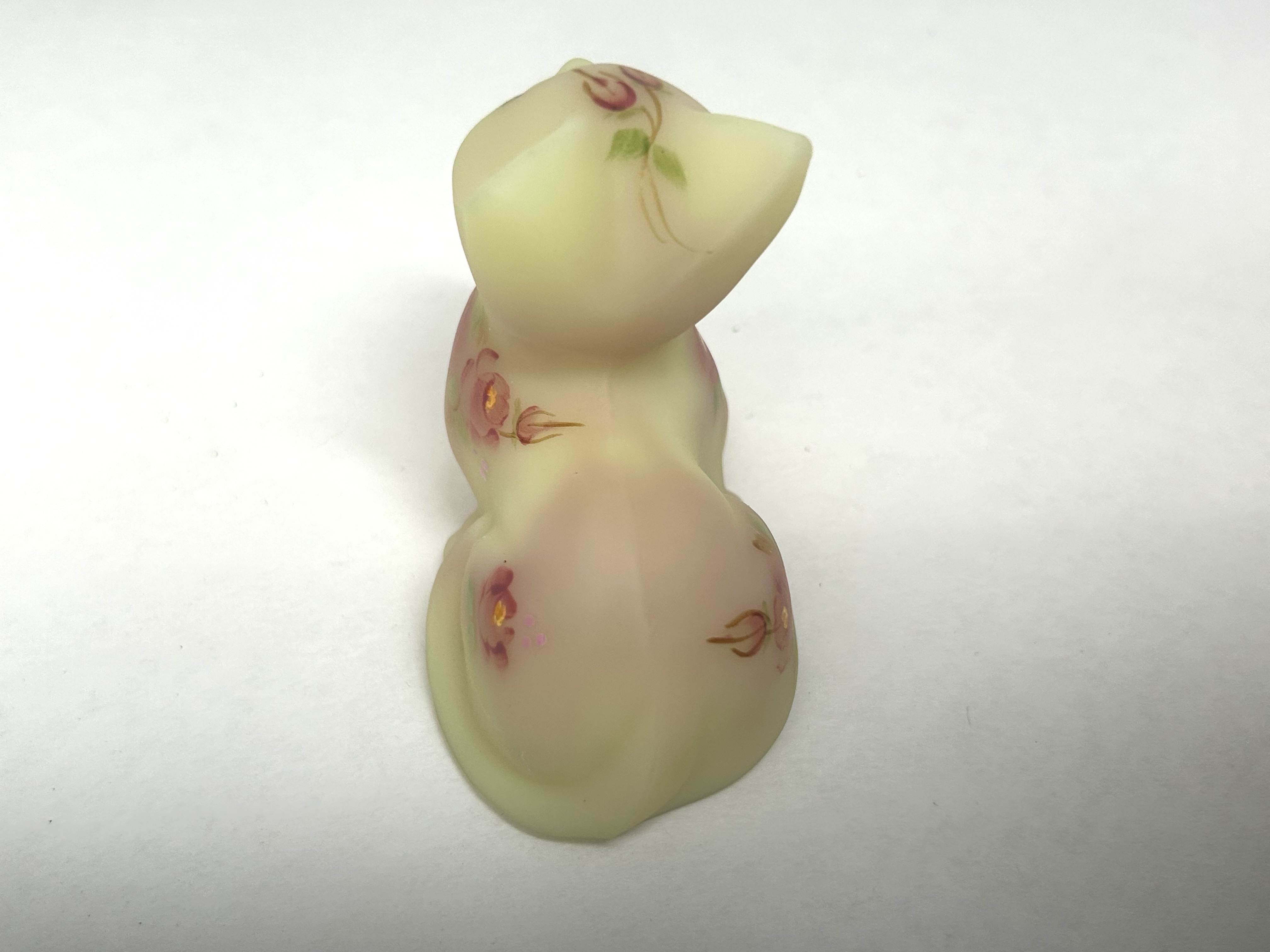 FENTON HAND-PAINTED BURMESE GLASS CAT
