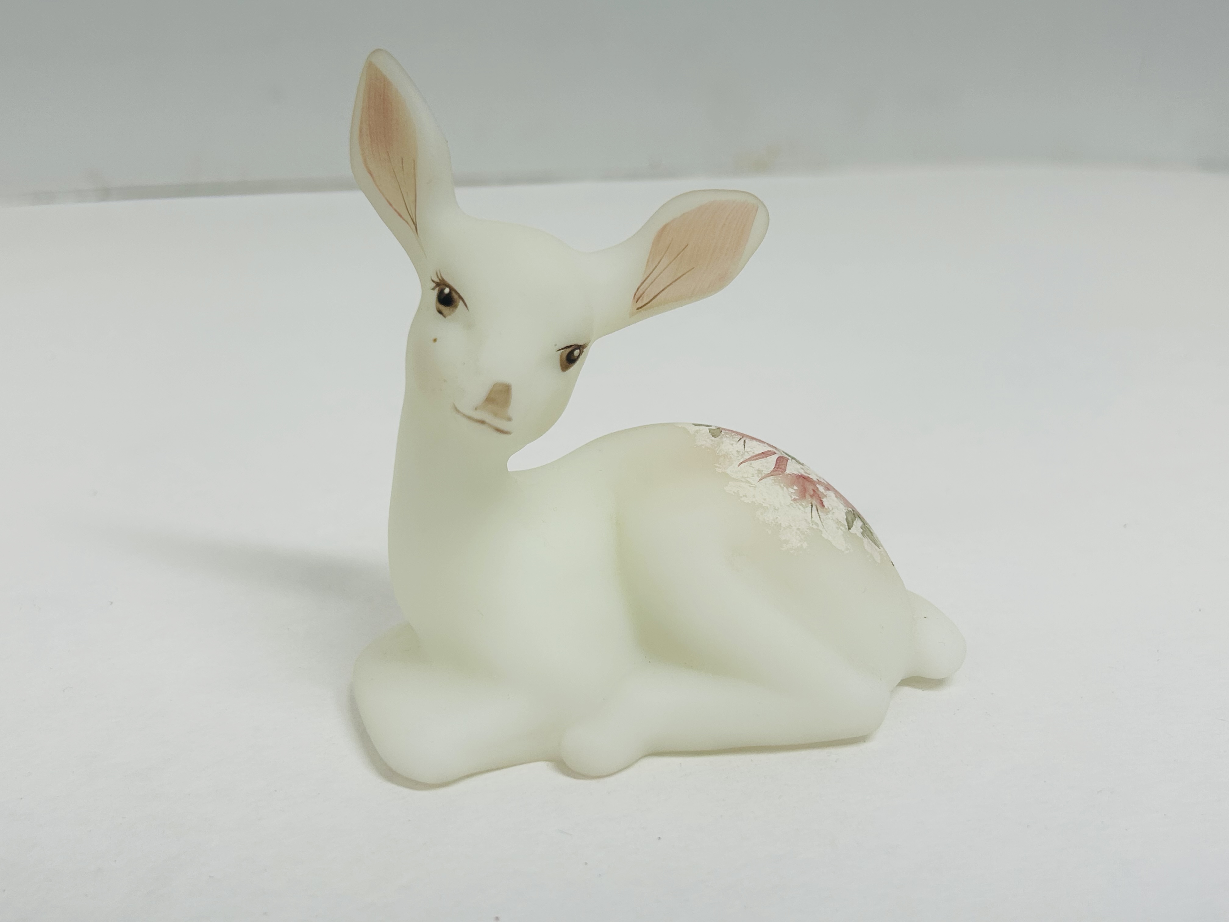 FENTON SATIN GLASS FAWN FIGURINE