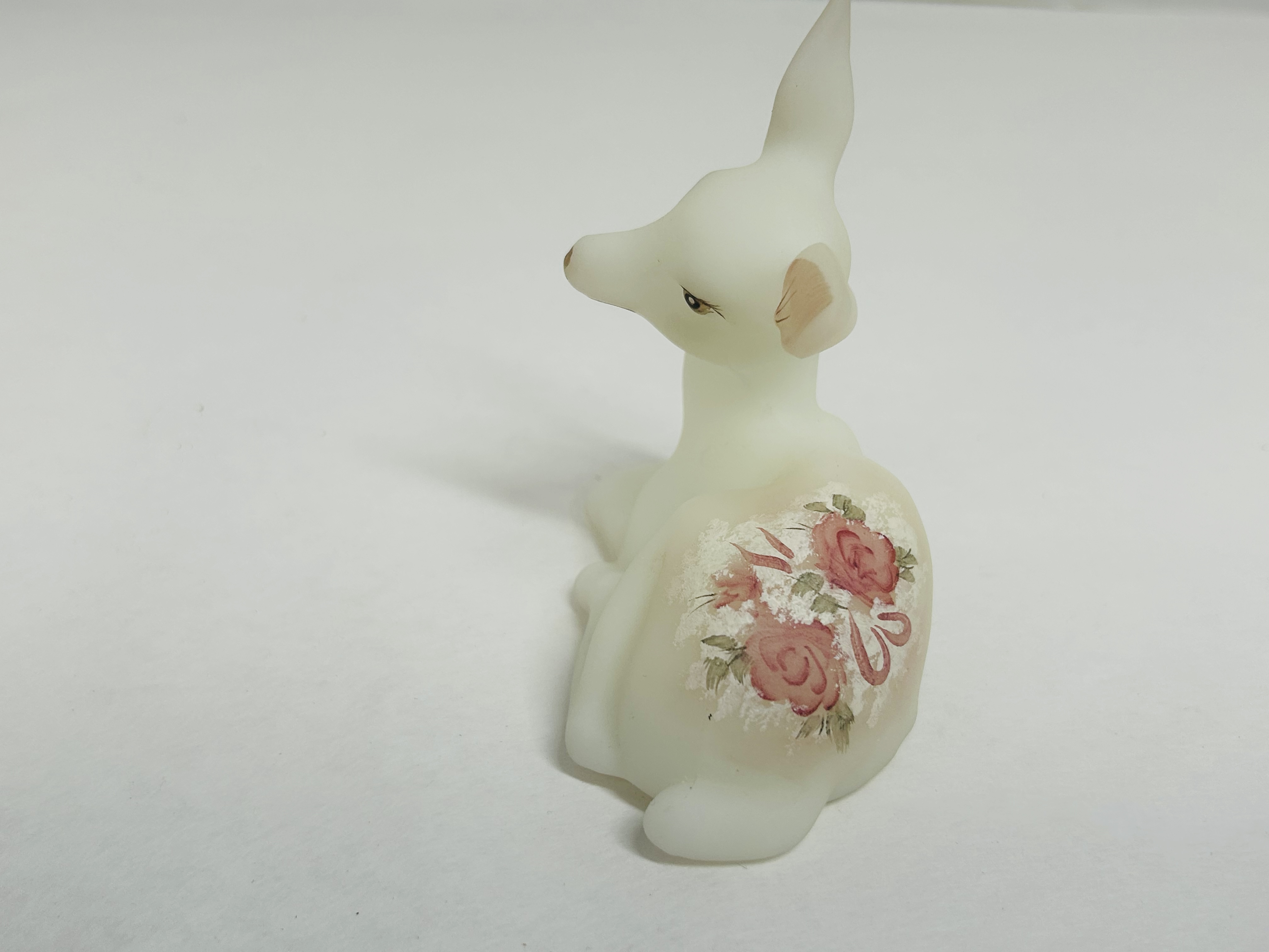 FENTON SATIN GLASS FAWN FIGURINE