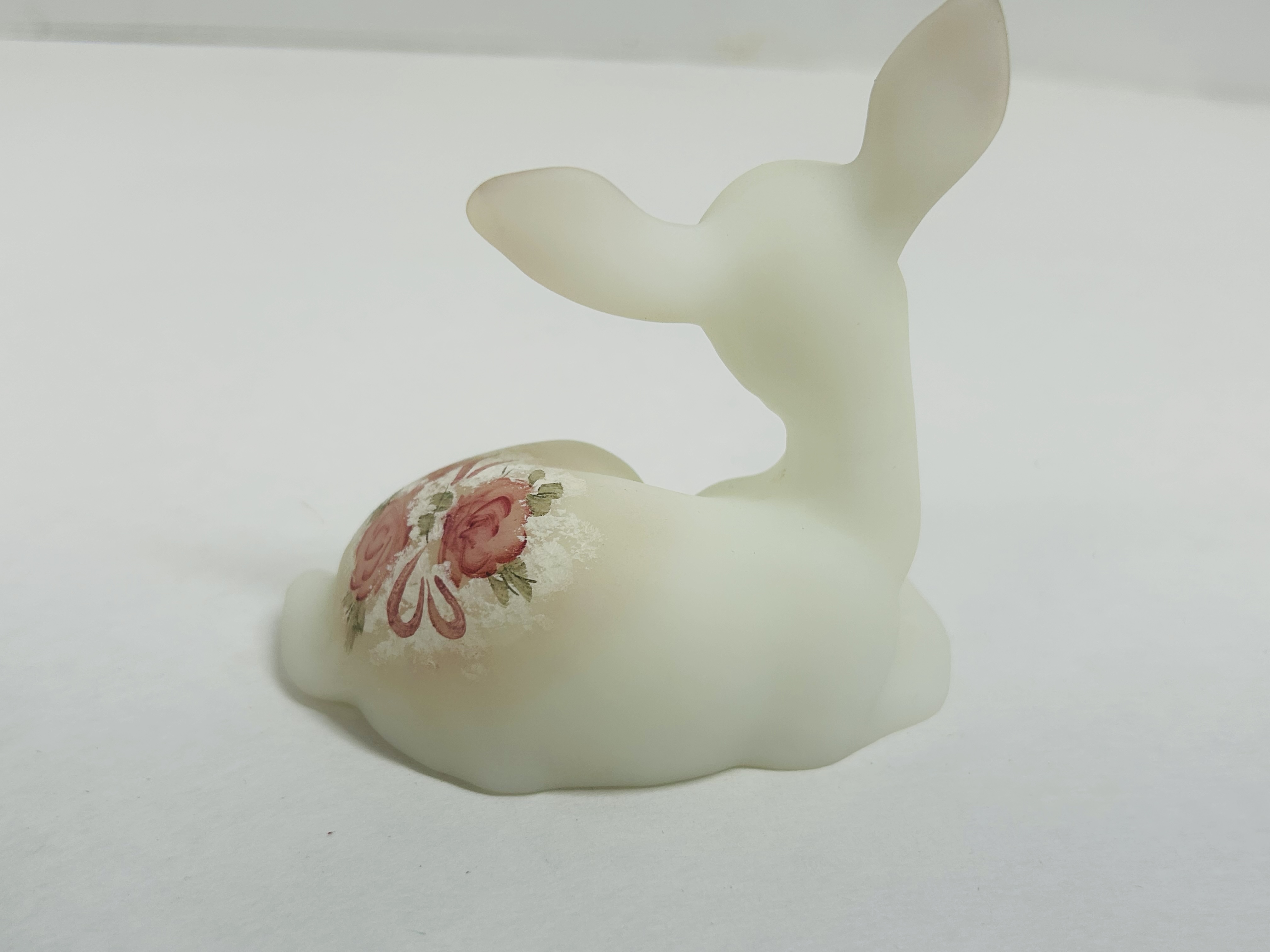 FENTON SATIN GLASS FAWN FIGURINE