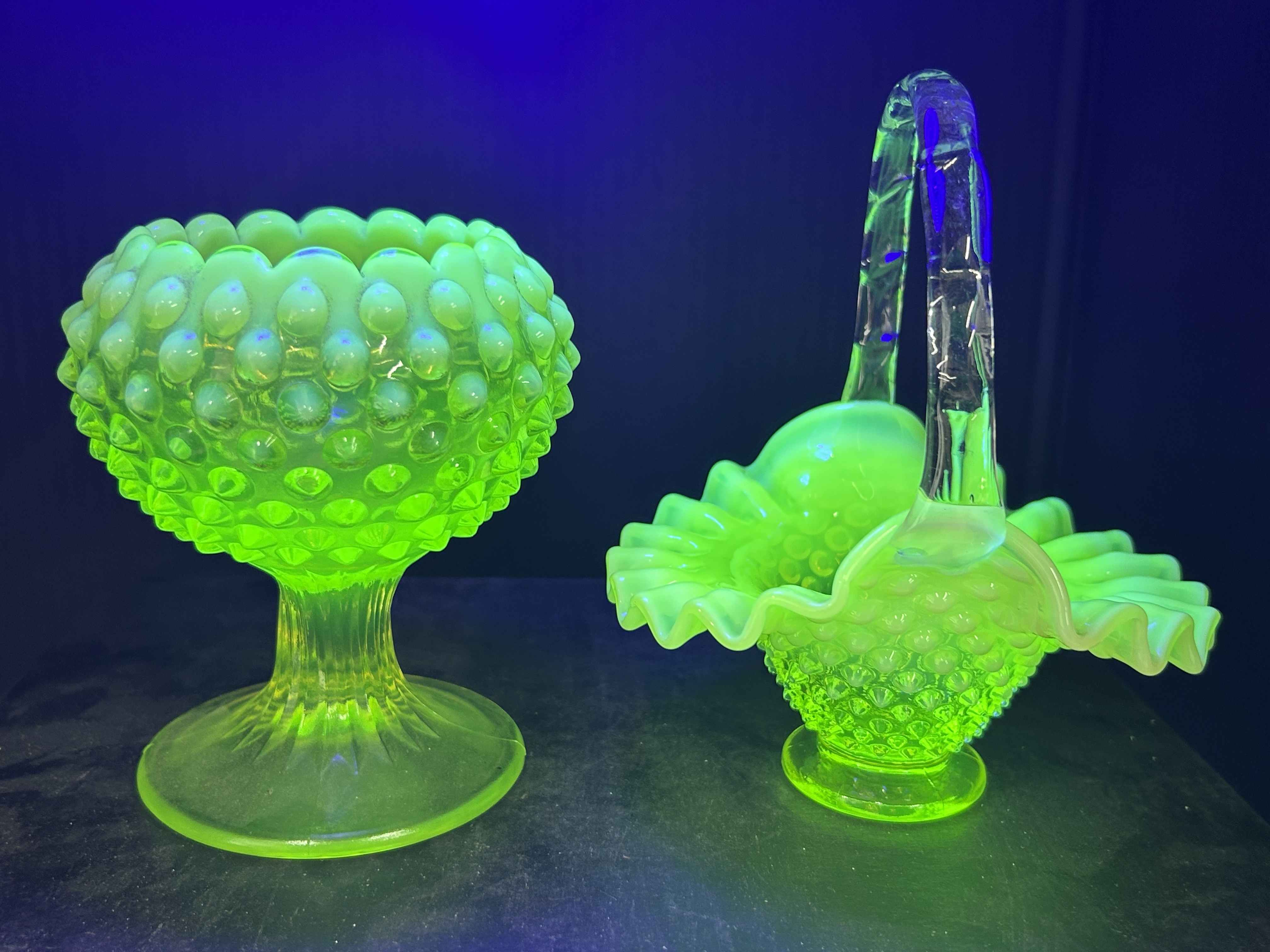 ATTRIBUTED FENTON URANIUM GLASS PAIR