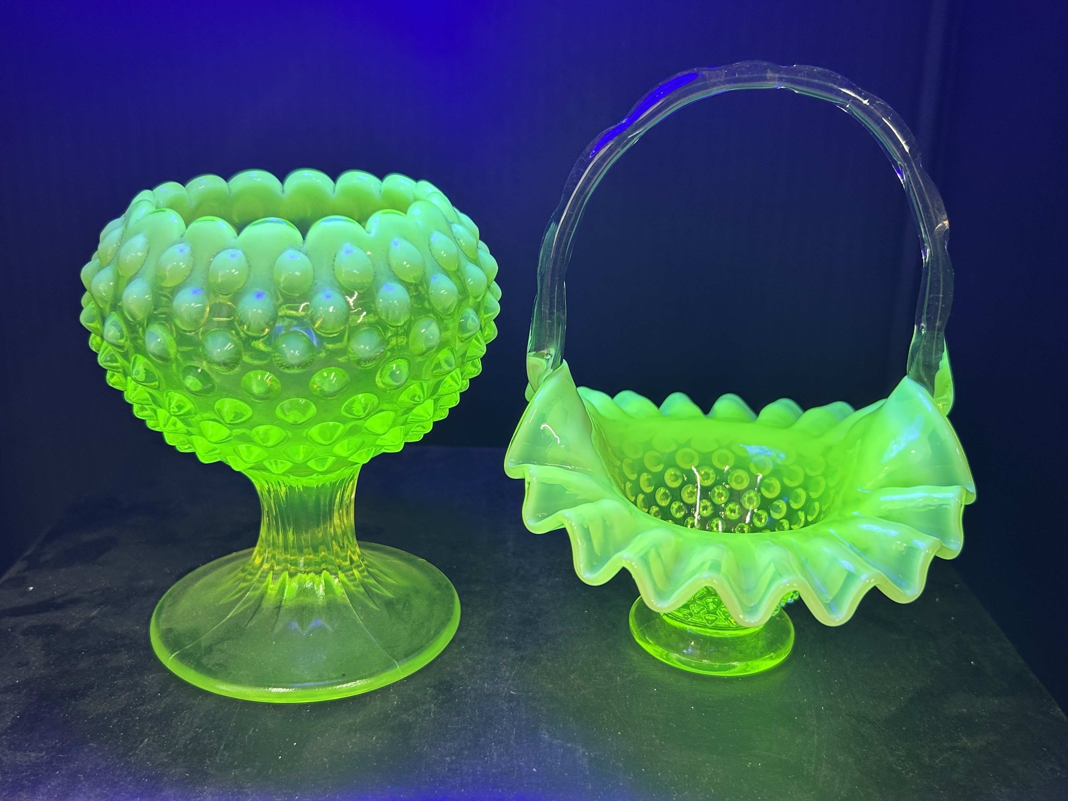ATTRIBUTED FENTON URANIUM GLASS PAIR