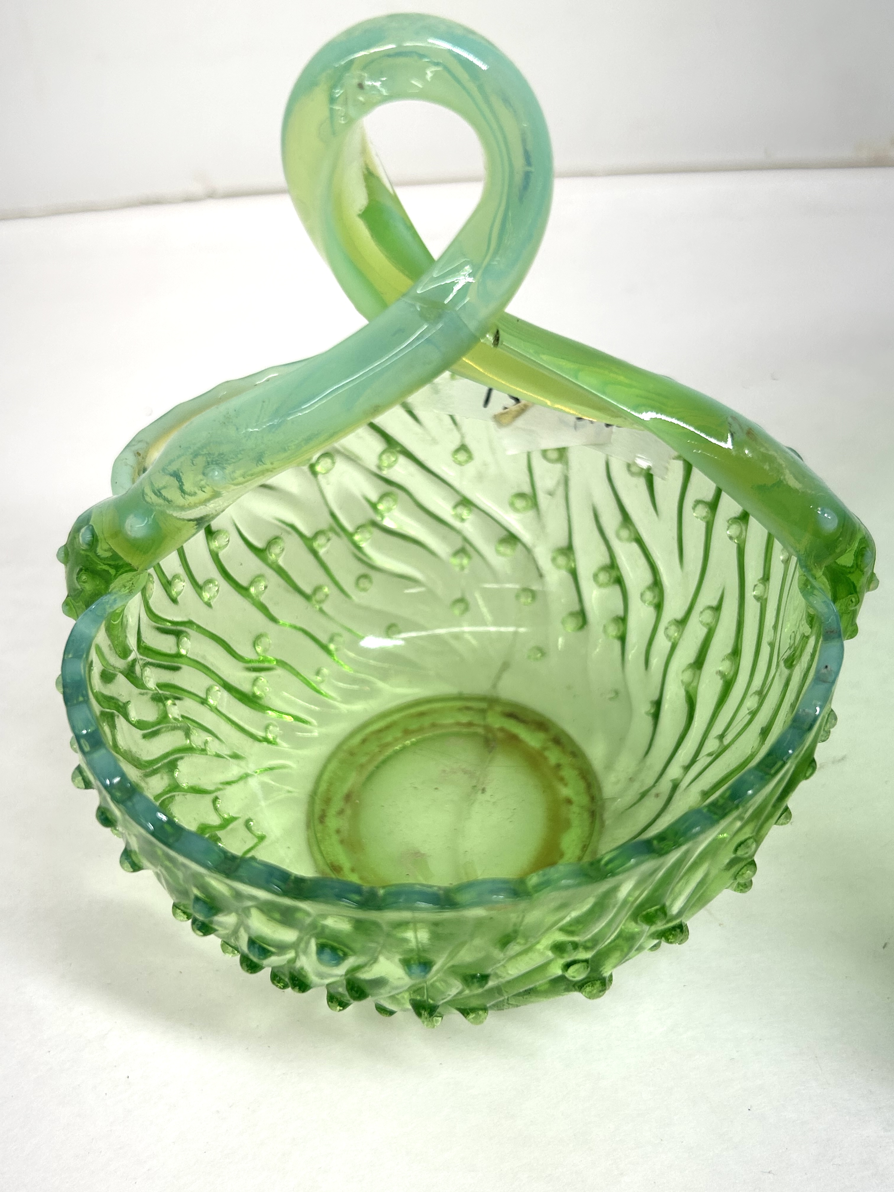 TWO PIECES GREEN URANIUM GLASS