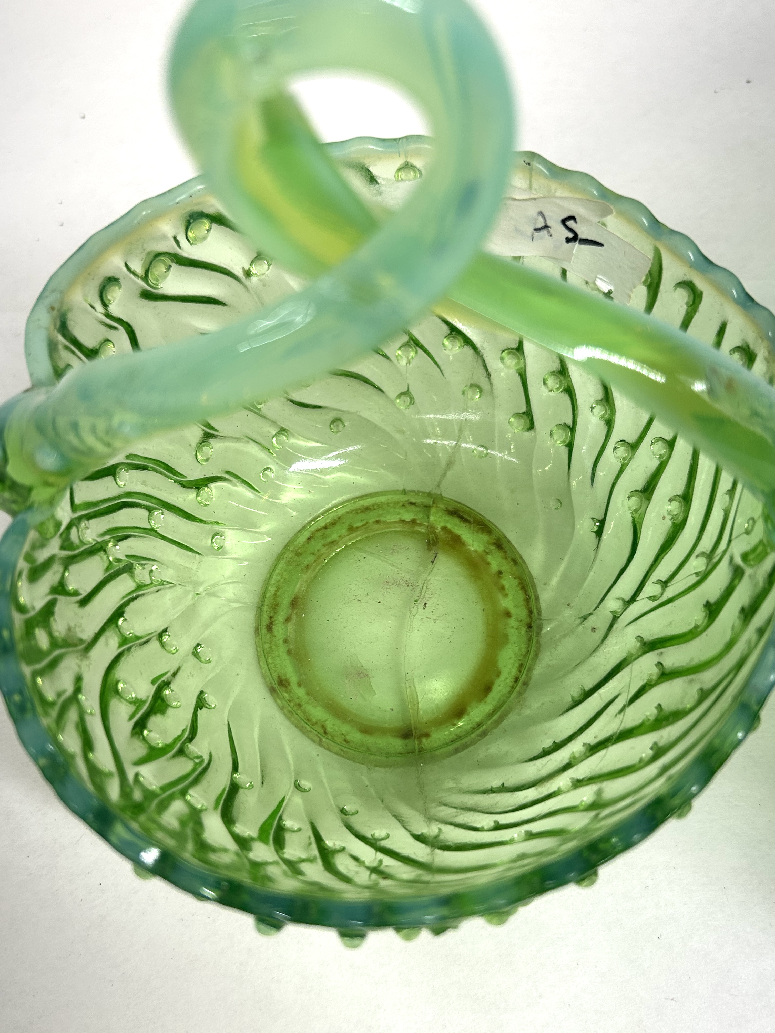 TWO PIECES GREEN URANIUM GLASS