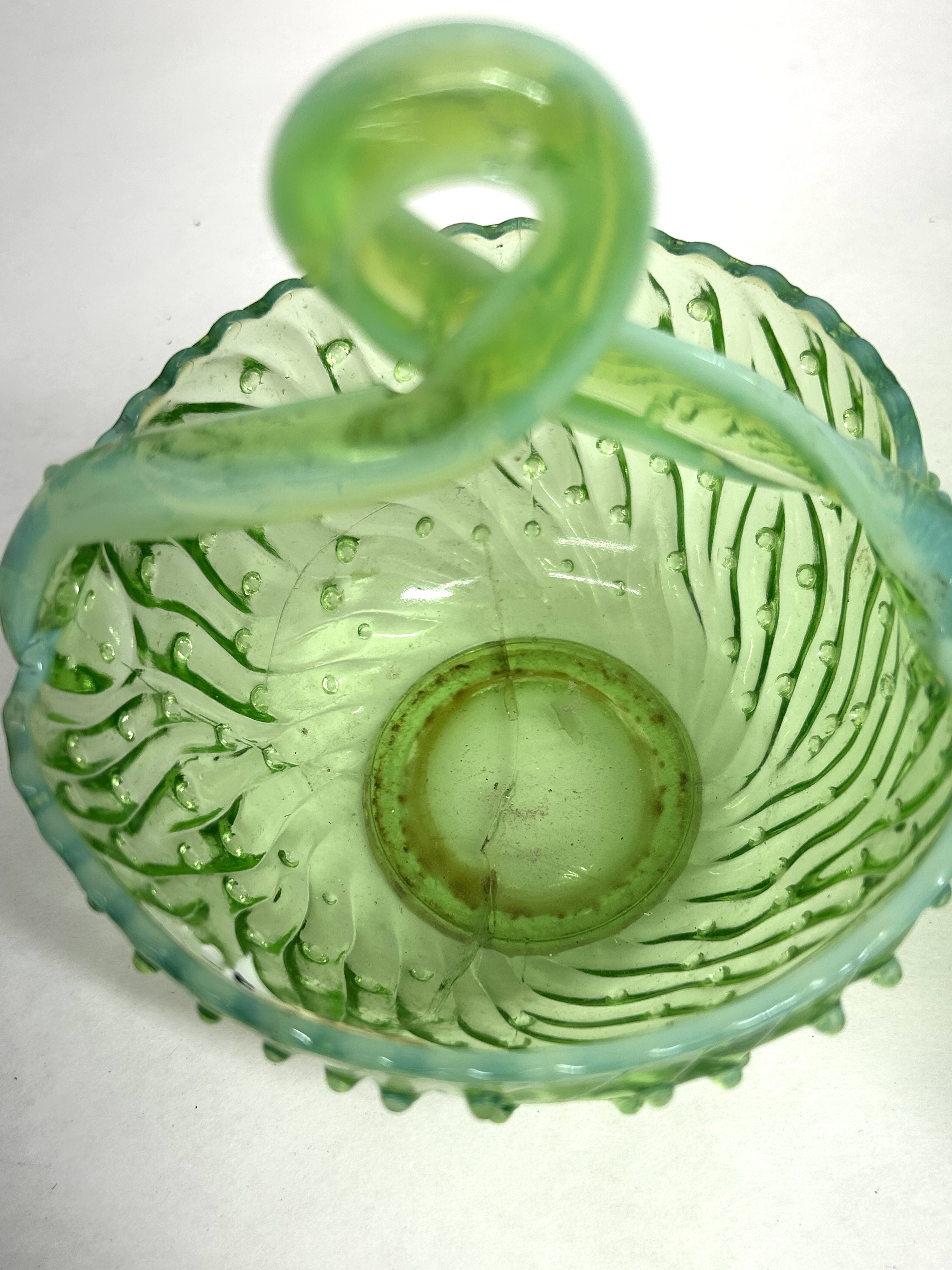 TWO PIECES GREEN URANIUM GLASS