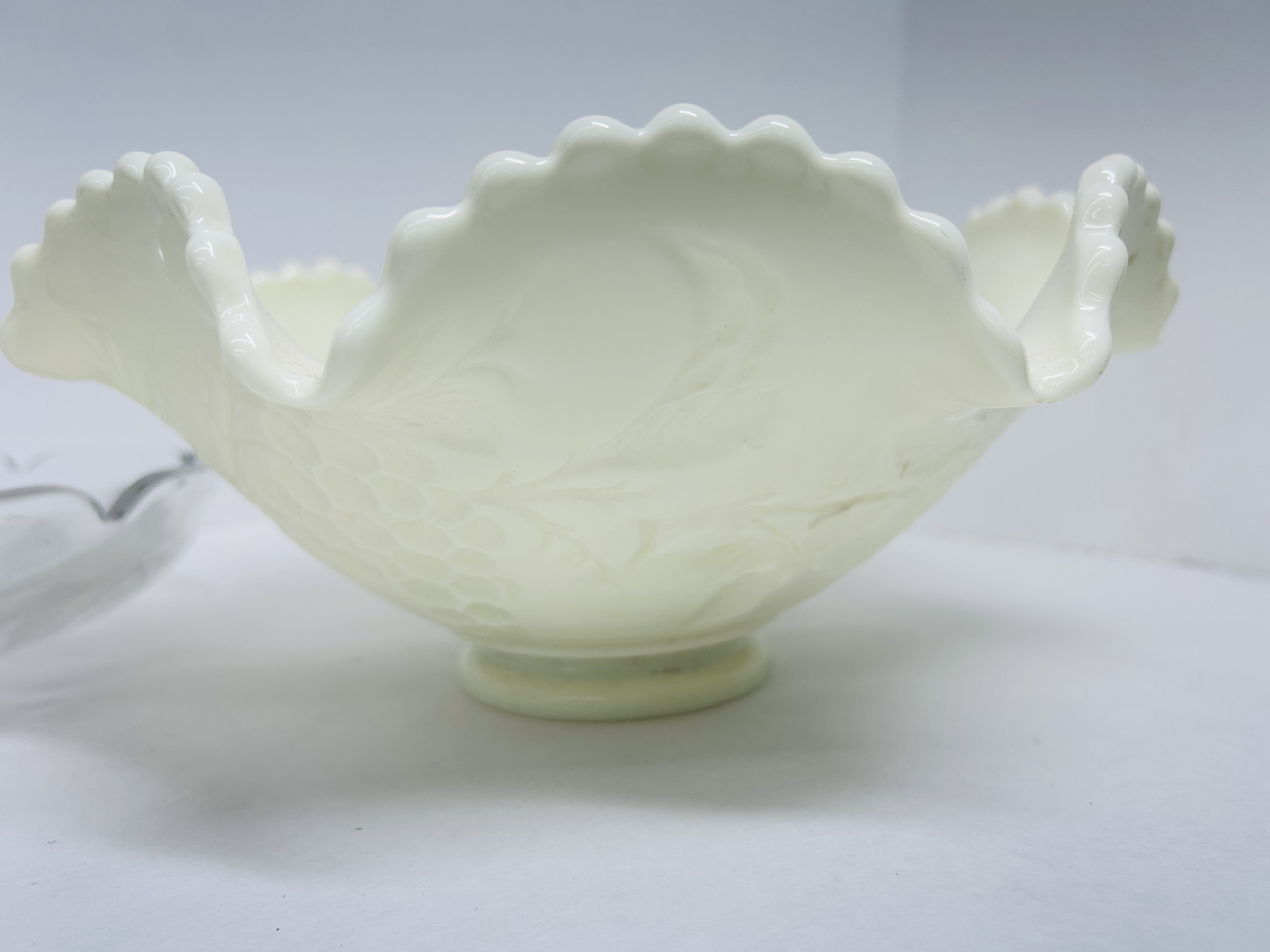 GLOWS! TWO VINTAGE FENTON STYLE GLASS PIECES